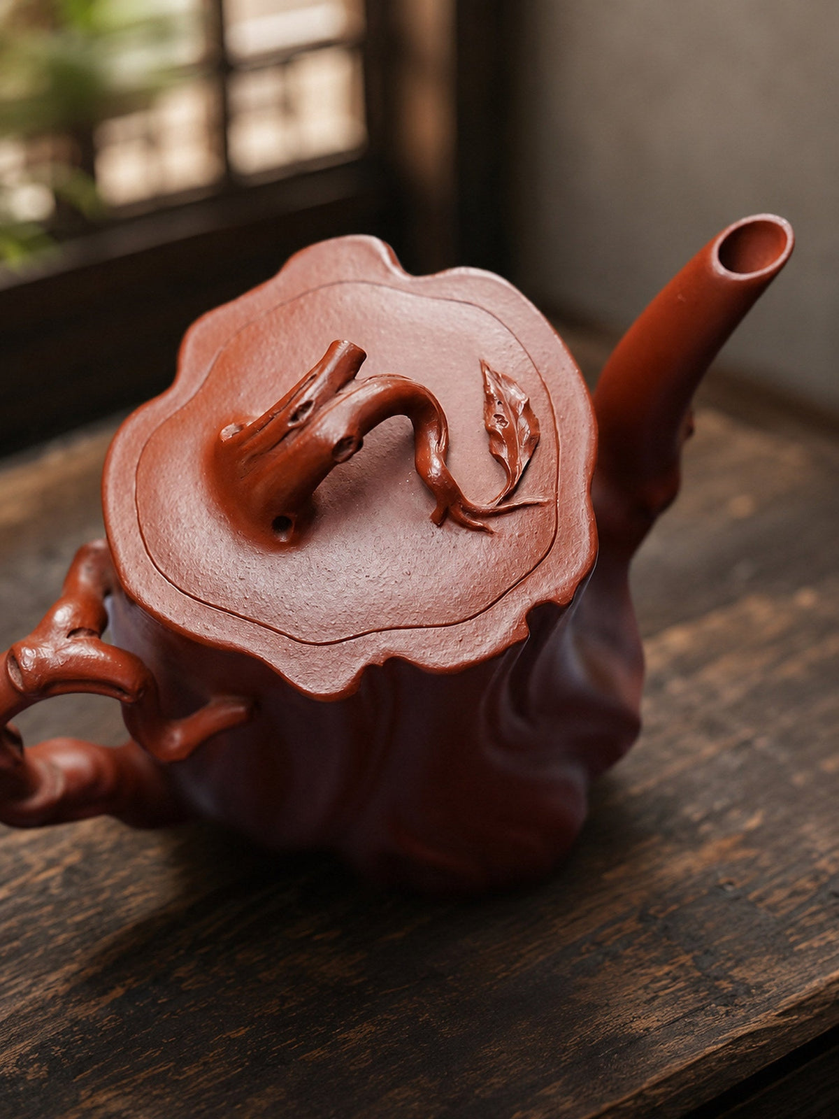 buy Yixing teapot online Singapore guide with Handmade Tree-Trunk Sculptural Form Yixing Zisha Teapot – Zhuni Clay, 200ml