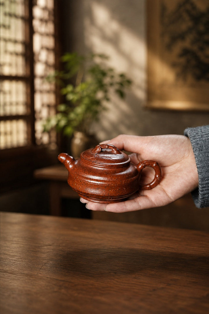 Aged Zini Sculptural Form Yixing teapot guide with Shuang Xian Zhu Gu Yixing Zisha Teapot – Aged Zini Clay, 130ml
