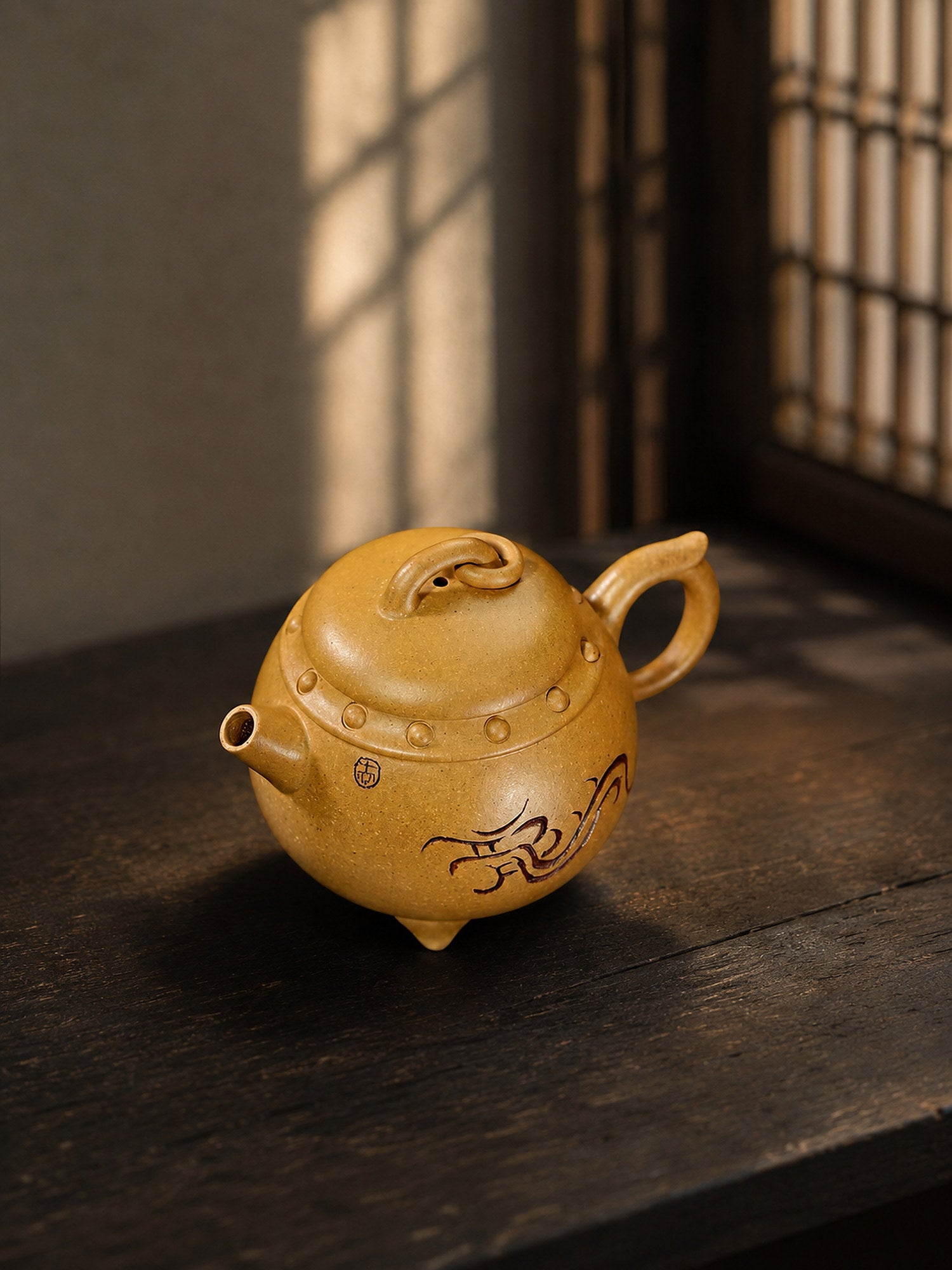 Product view 1 of 130ml Artisan Design zisha teapot in Golden Duanni Clay, No. 380