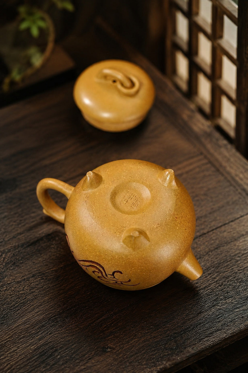 Product view 6 of 130ml Artisan Design zisha teapot in Golden Duanni Clay, No. 380