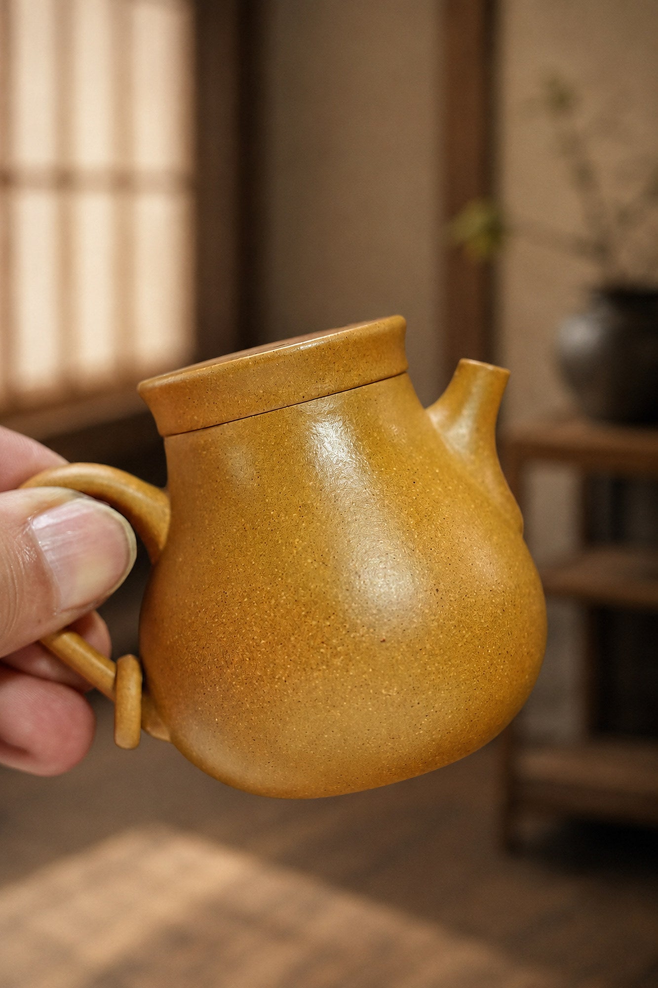 Product view 3 of 100ml Artisan Design zisha teapot in Golden Duanni Clay, No. 392