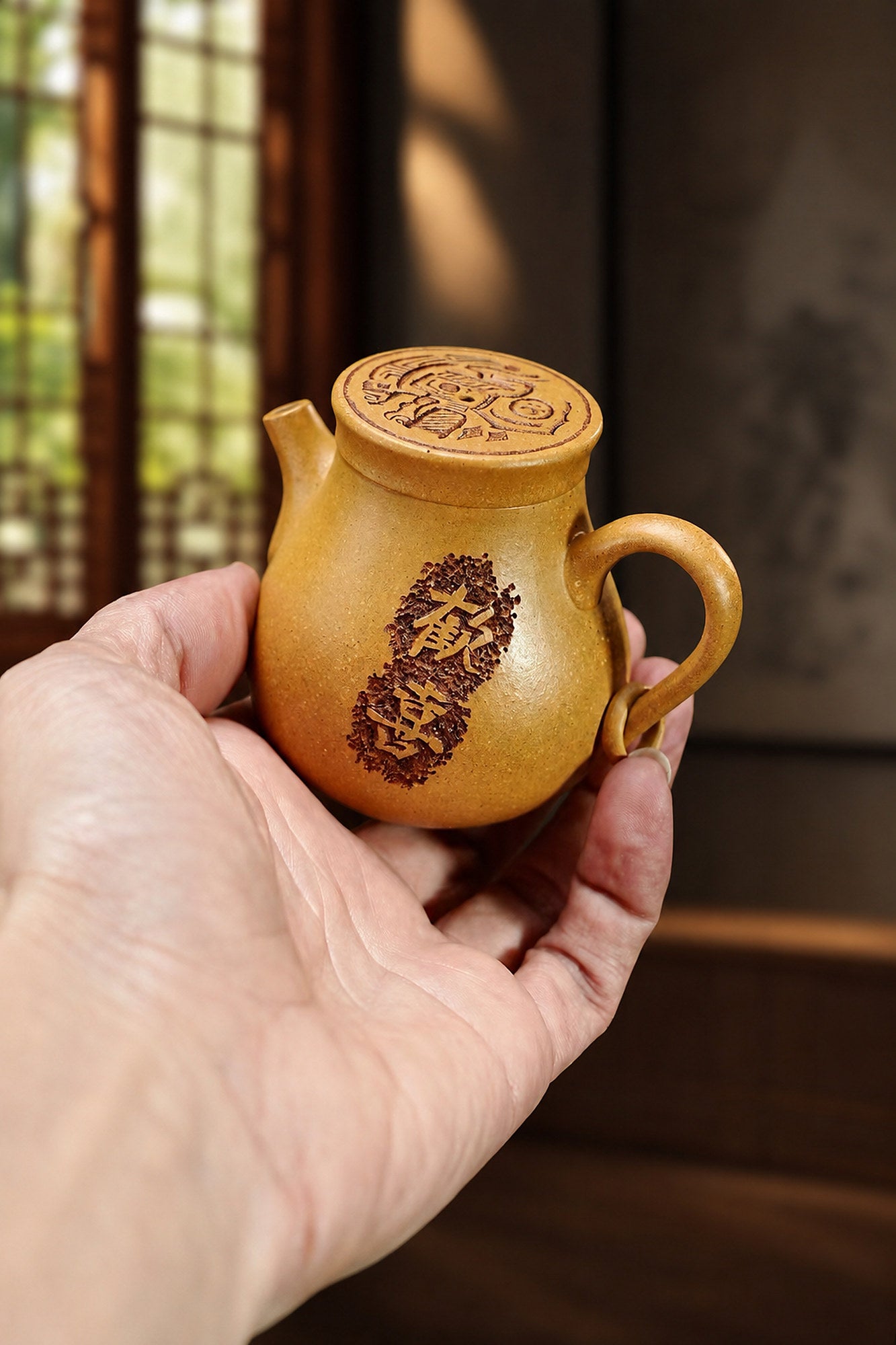 Product view 7 of 100ml Artisan Design zisha teapot in Golden Duanni Clay, No. 392