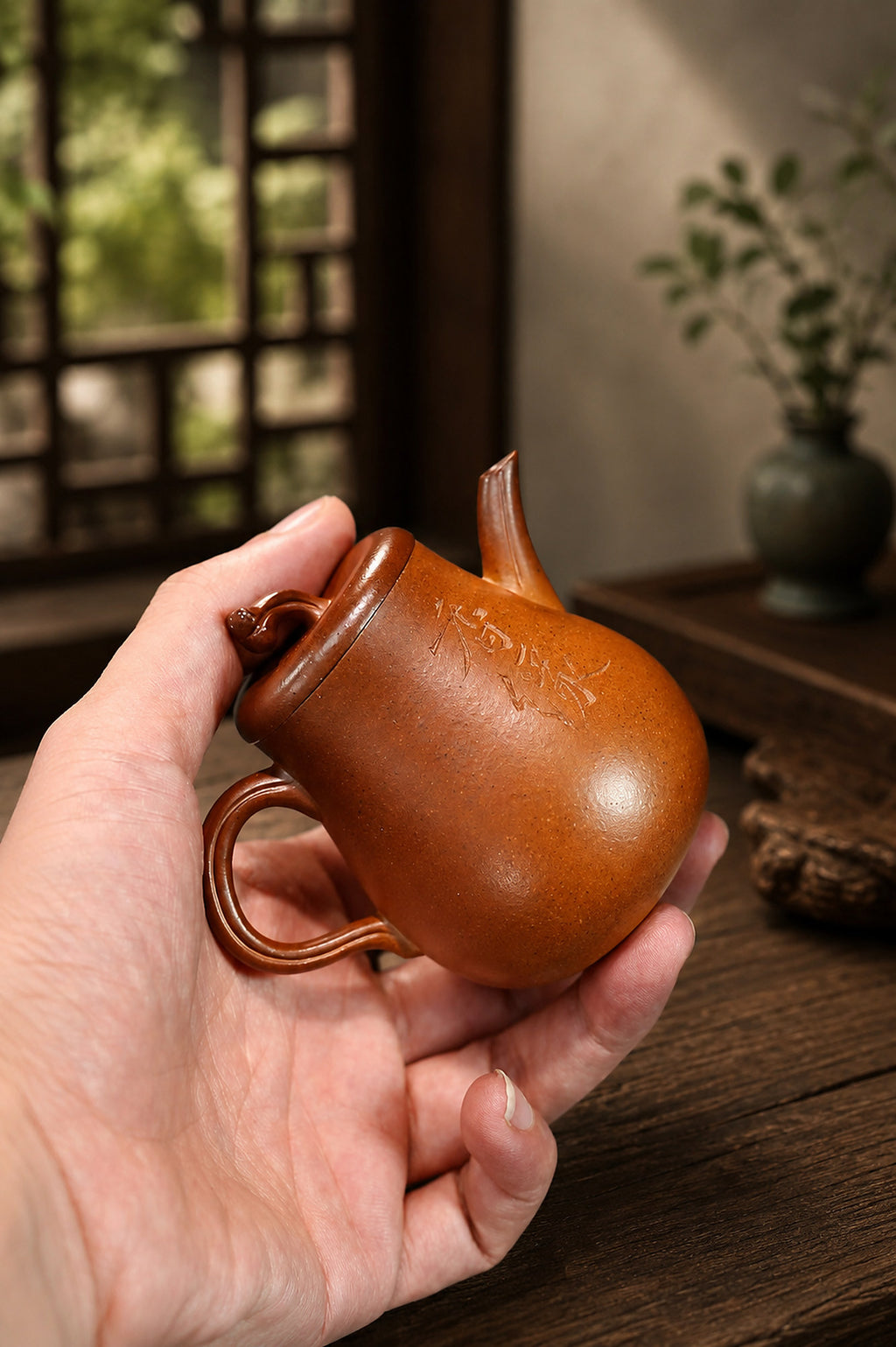 Product view 7 of 120ml Artisan Design zisha teapot in Golden Duanni Clay, No. 451