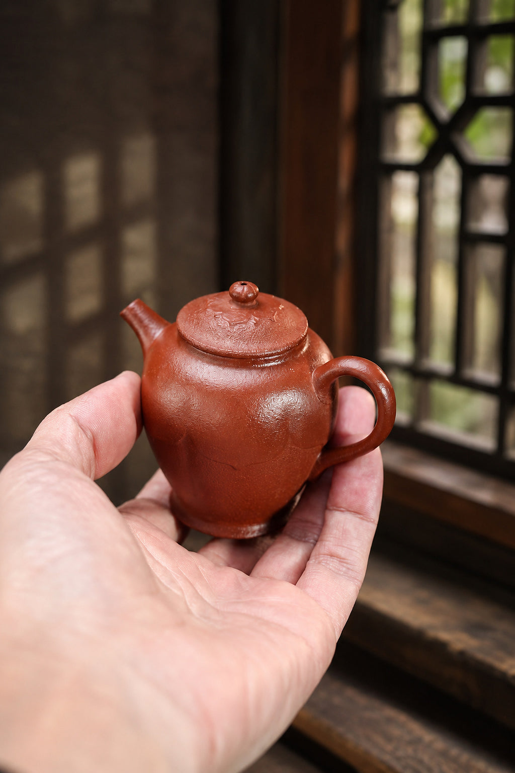 Product view 6 of 90ml Artisan Design zisha teapot in Red Jiangponi Clay, No. 373