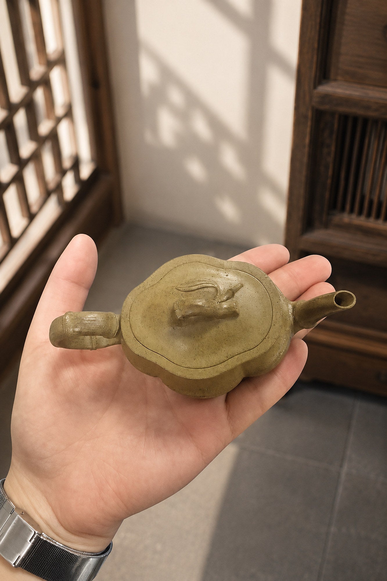 Product view 2 of 60ml Bamboo Sculptural Form zisha teapot in Qing Duanni Clay, No. 012