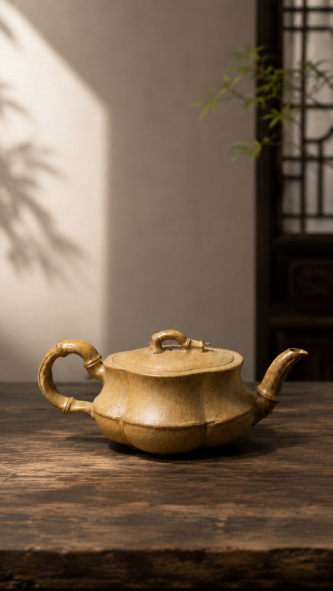 Product view 4 of 60ml Bamboo Sculptural Form zisha teapot in Qing Duanni Clay, No. 012