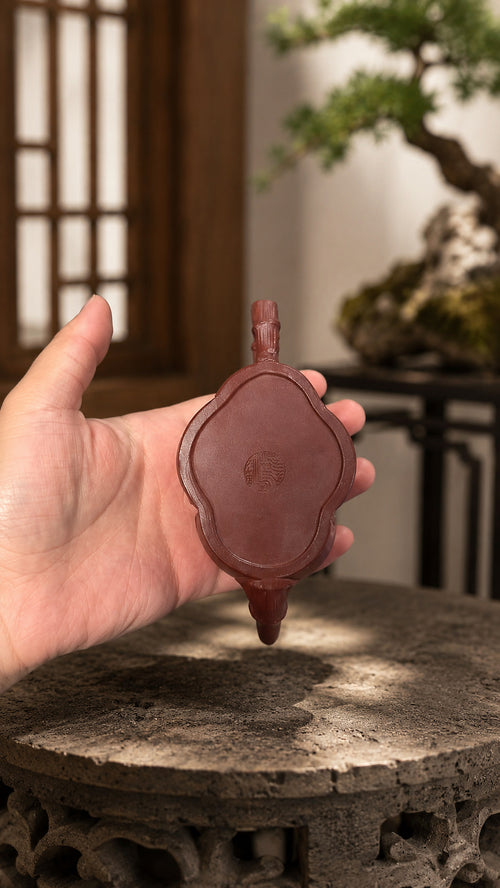 Product view 2 of 60ml Bamboo Sculptural Form zisha teapot in Red Jiangponi Clay, No. 007