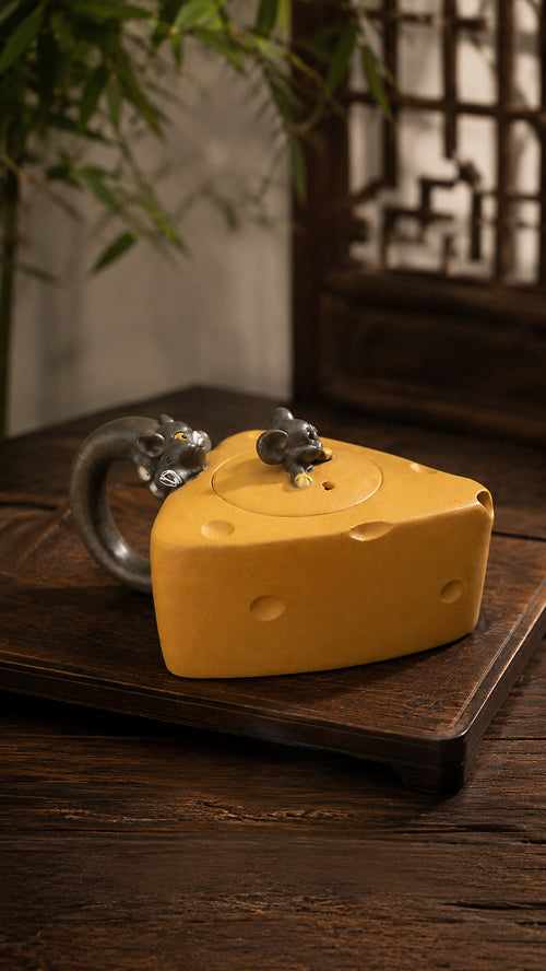 Product view 1 of 90ml Cheese Sculptural Form zisha teapot in Golden Duanni Clay, No. 011