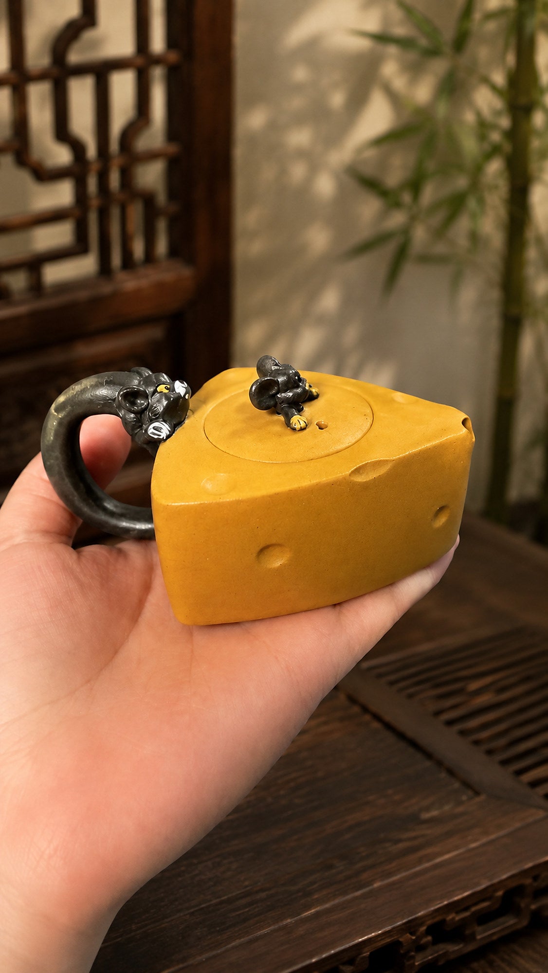 Product view 2 of 90ml Cheese Sculptural Form zisha teapot in Golden Duanni Clay, No. 011