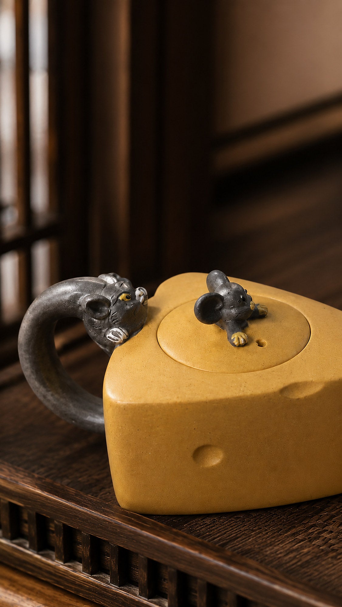 Product view 3 of 90ml Cheese Sculptural Form zisha teapot in Golden Duanni Clay, No. 011