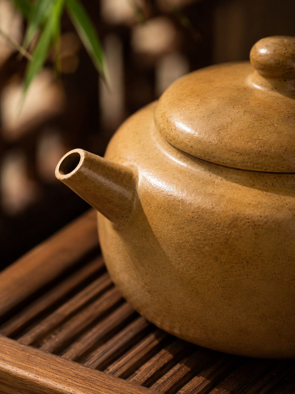 Benshan Luni Dezhong teapot spout and lid close-up