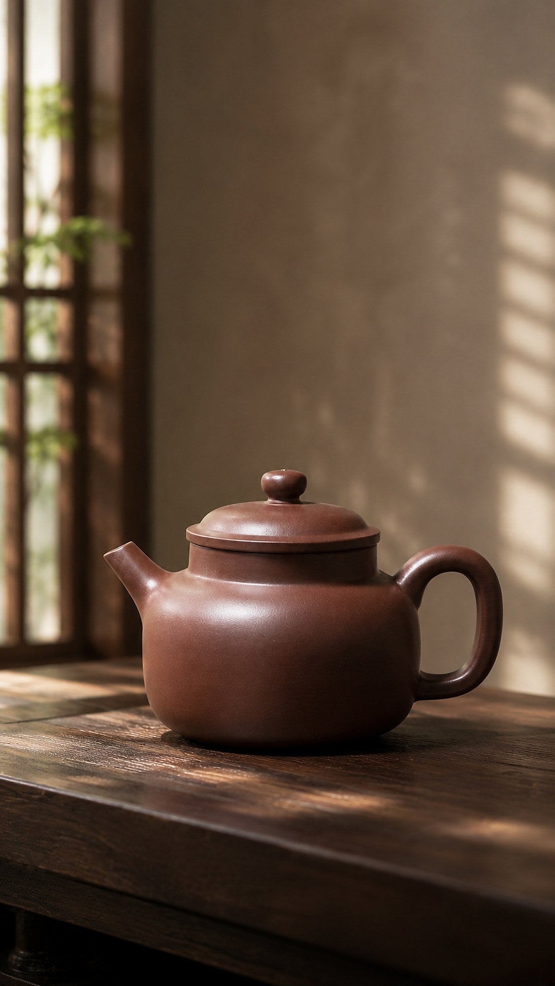 Dicaoqing Zini Dezhong teapot, full side profile