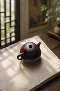 Product view 1 of 150ml Eggplant Form zisha teapot in Aged Zini Clay, No. 250
