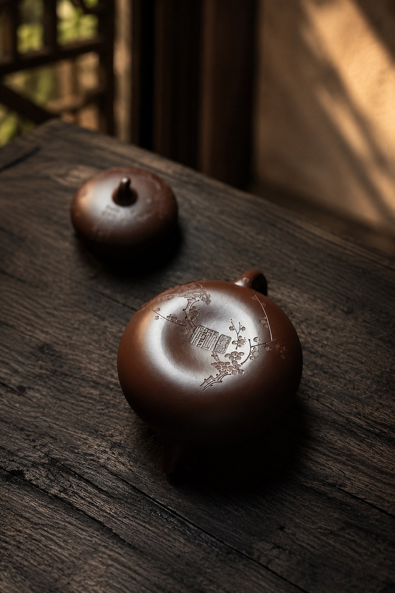 Product view 4 of 150ml Eggplant Form zisha teapot in Aged Zini Clay, No. 250