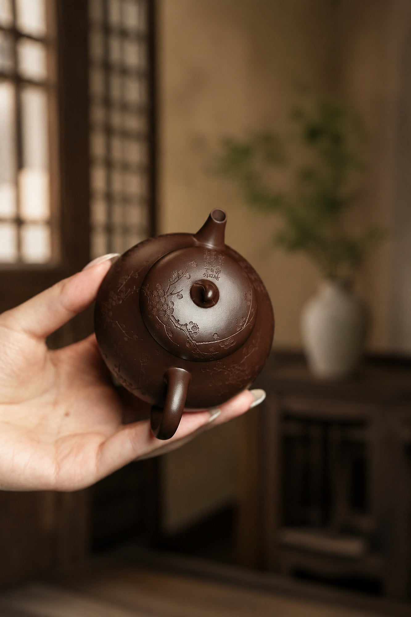 Product view 5 of 150ml Eggplant Form zisha teapot in Aged Zini Clay, No. 250