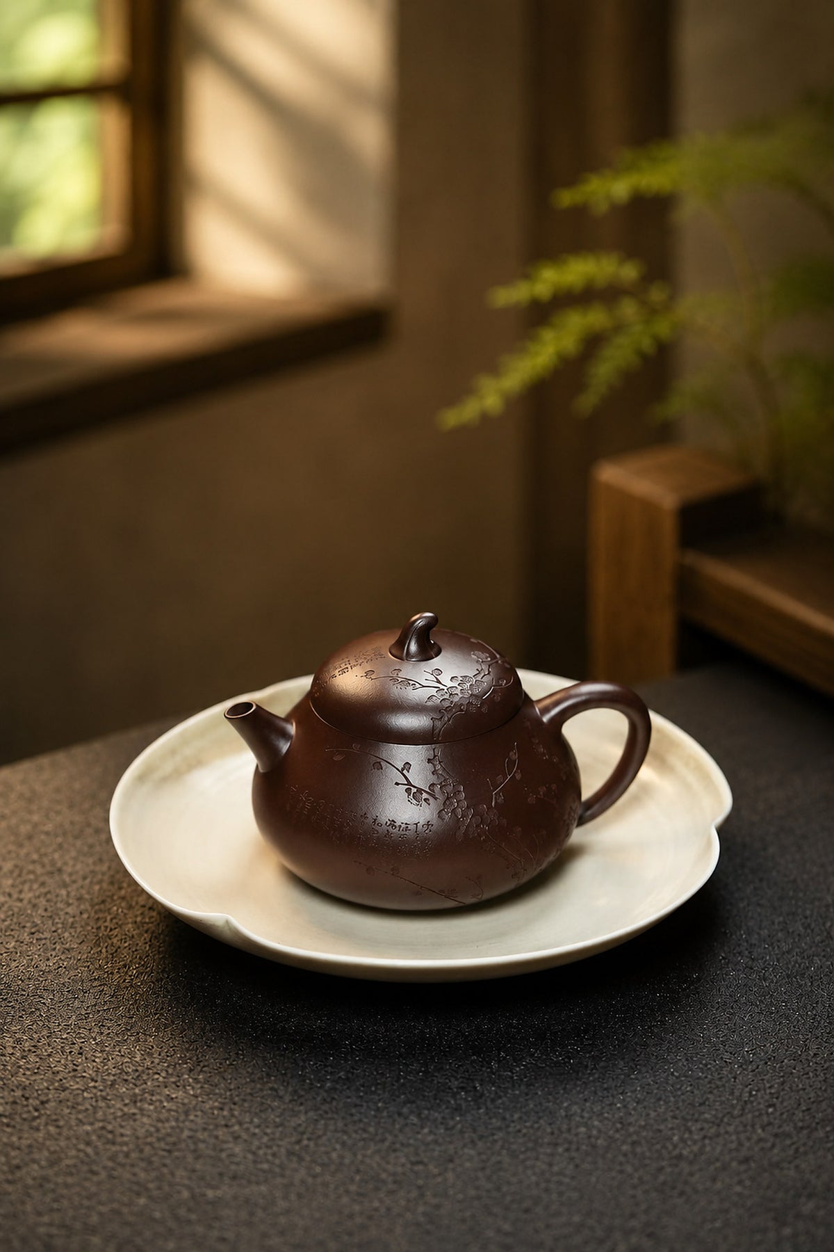 Product view 6 of 150ml Eggplant Form zisha teapot in Aged Zini Clay, No. 250