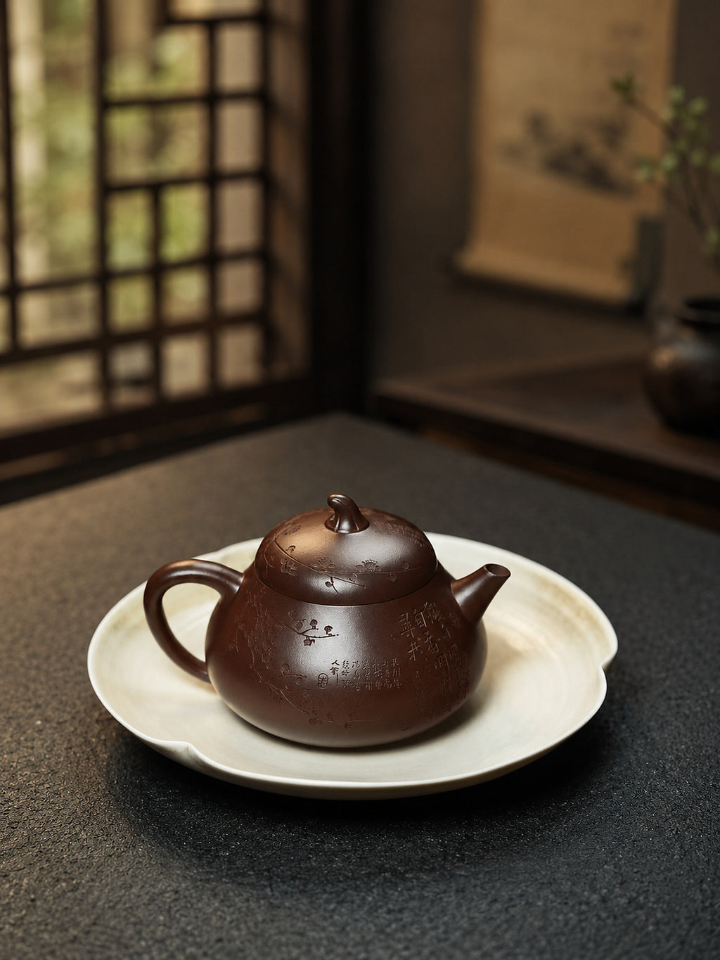 Product view 8 of 150ml Eggplant Form zisha teapot in Aged Zini Clay, No. 250