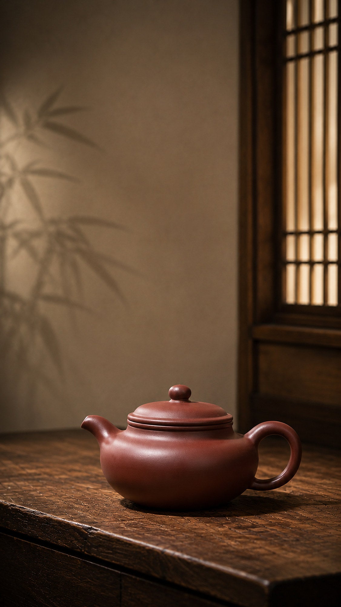 Dicaoqing Zini Fanggu Yixing teapot, full side profile