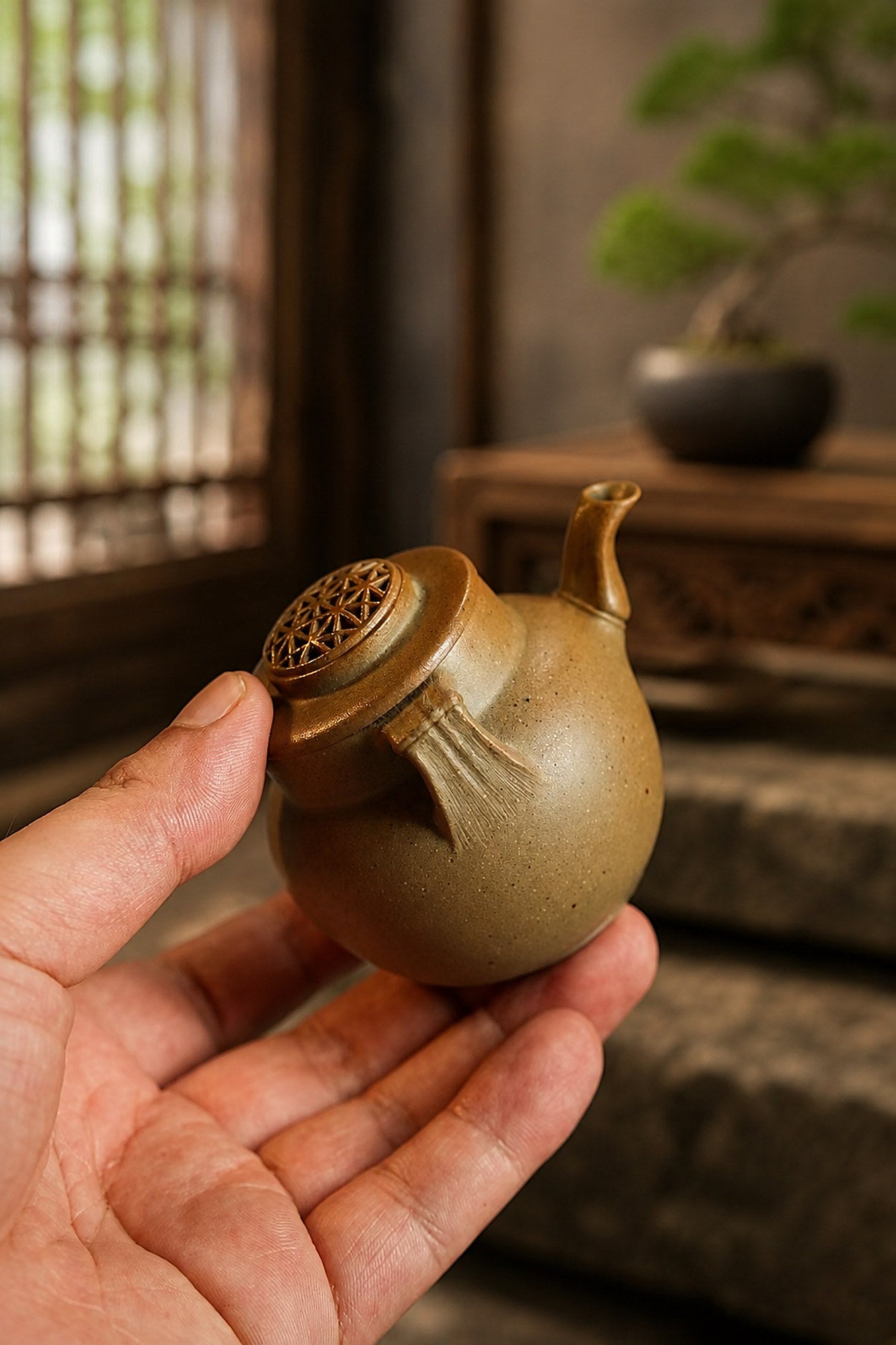 Product view 4 of 100ml Hand-Grip Form zisha teapot in Golden Duanni Clay, No. 270