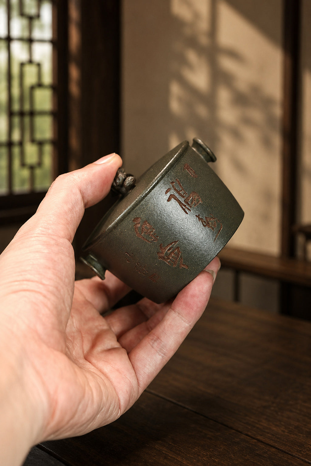 Product view 2 of 130ml Hand-Grip Form zisha teapot in Golden Duanni Clay, No. 385