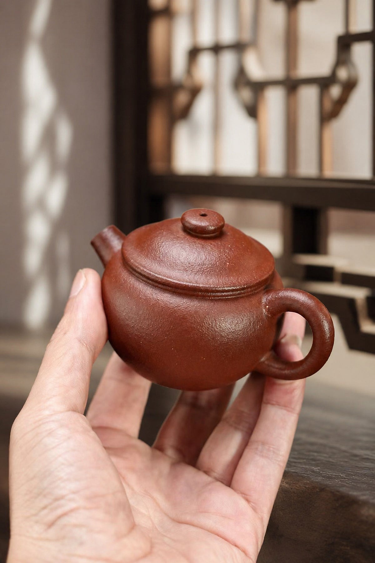 Product view 6 of 110ml Ju Lun zisha teapot in Taohua Clay, No. 349