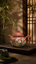 Zhuni Lianzi teapot with multicolor flowers and butterflies