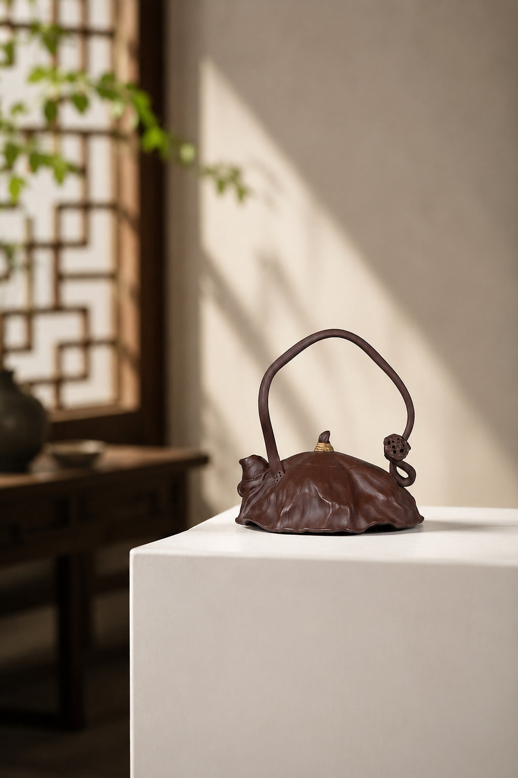 Product view 2 of 180ml Lotus-Leaf Sculptural Form zisha teapot in Aged Zini Clay, No. 279