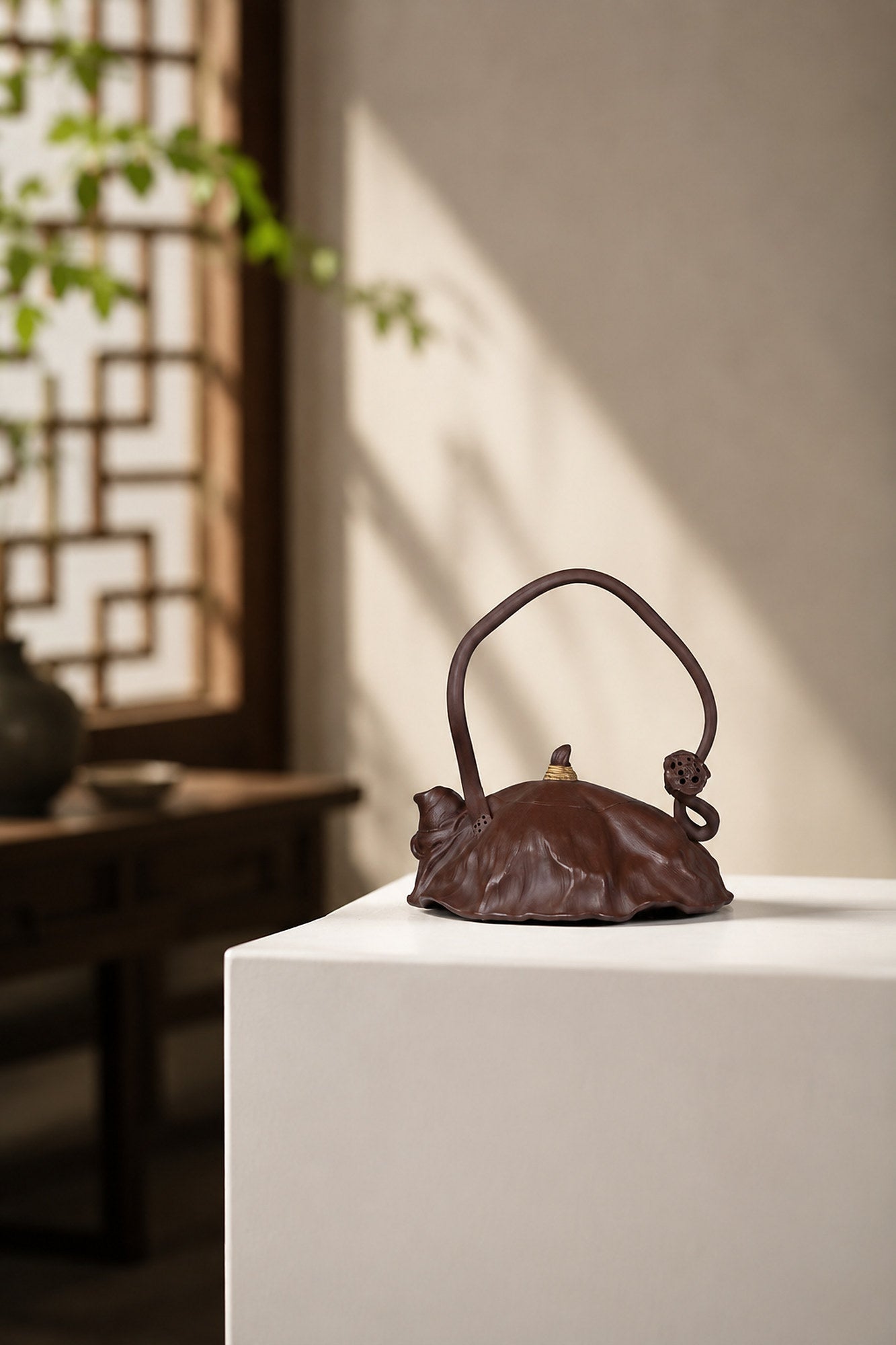 Product view 2 of 180ml Lotus-Leaf Sculptural Form zisha teapot in Aged Zini Clay, No. 279