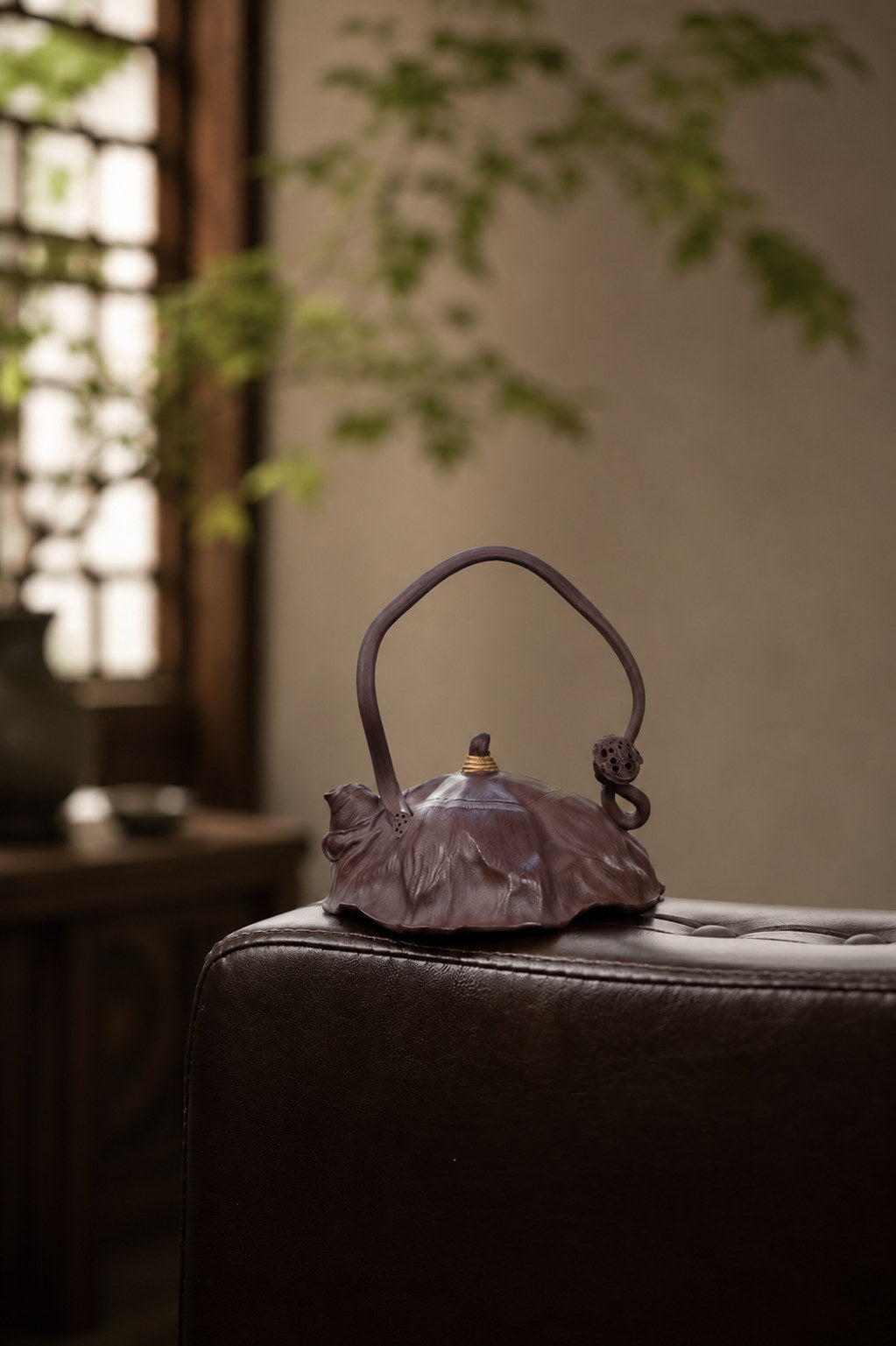 Product view 3 of 180ml Lotus-Leaf Sculptural Form zisha teapot in Aged Zini Clay, No. 279