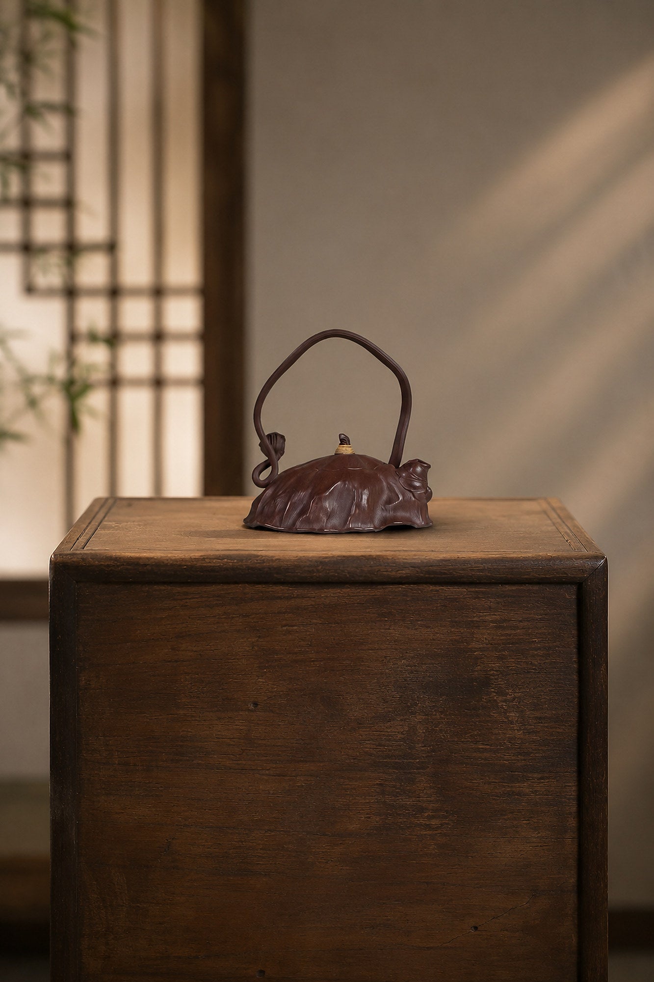 Product view 4 of 180ml Lotus-Leaf Sculptural Form zisha teapot in Aged Zini Clay, No. 279