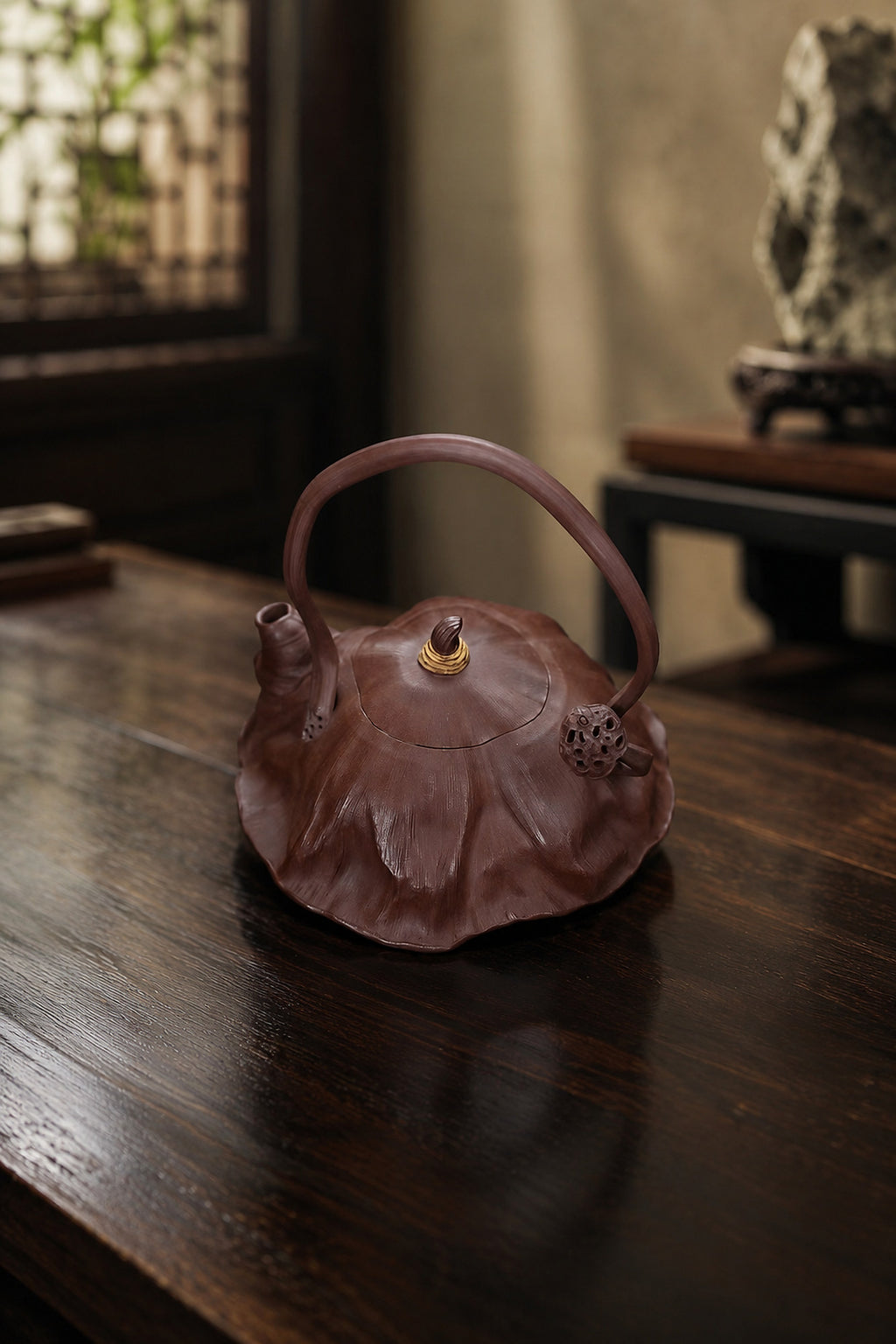 Product view 6 of 180ml Lotus-Leaf Sculptural Form zisha teapot in Aged Zini Clay, No. 279