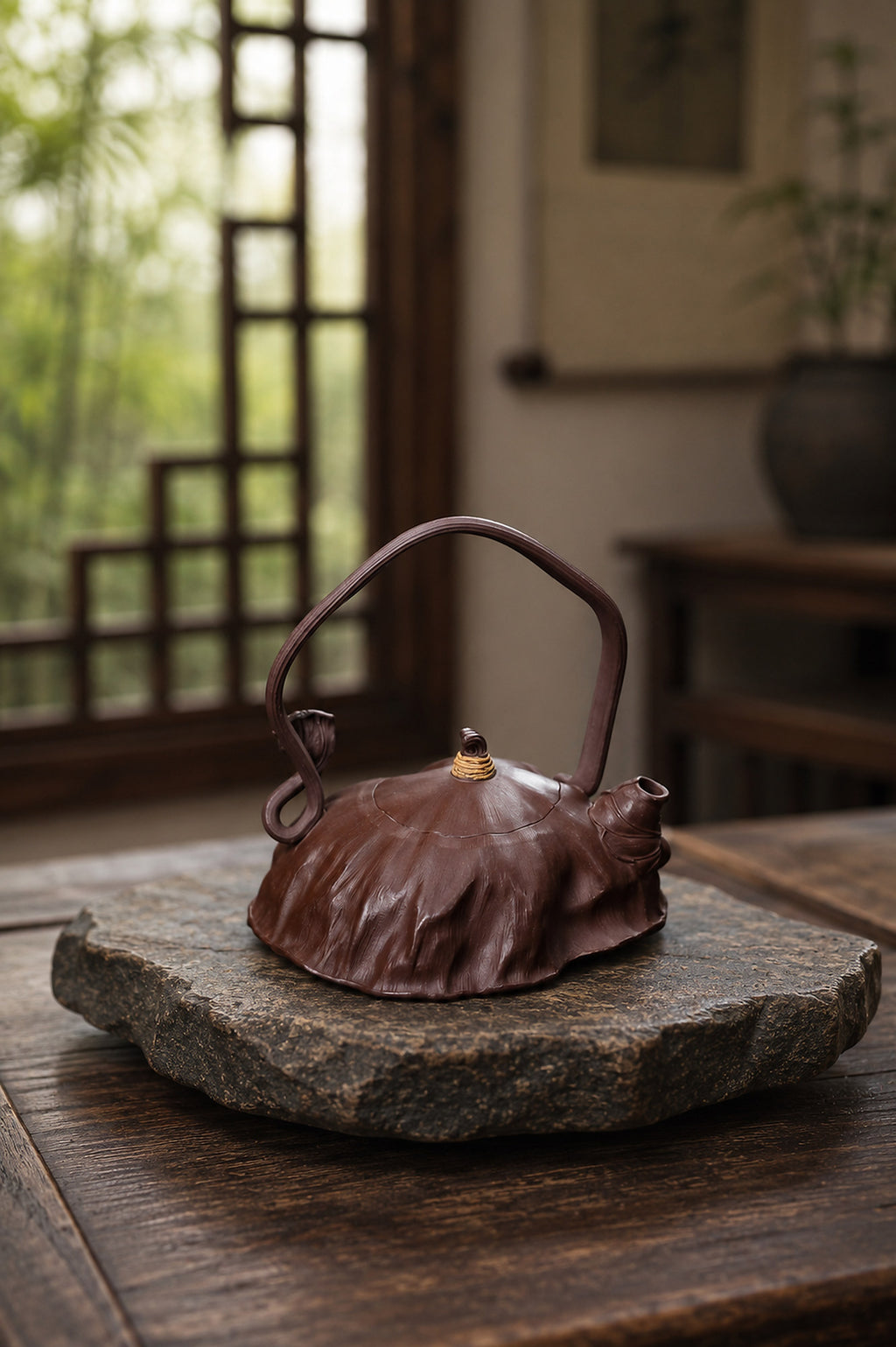 Product view 7 of 180ml Lotus-Leaf Sculptural Form zisha teapot in Aged Zini Clay, No. 279