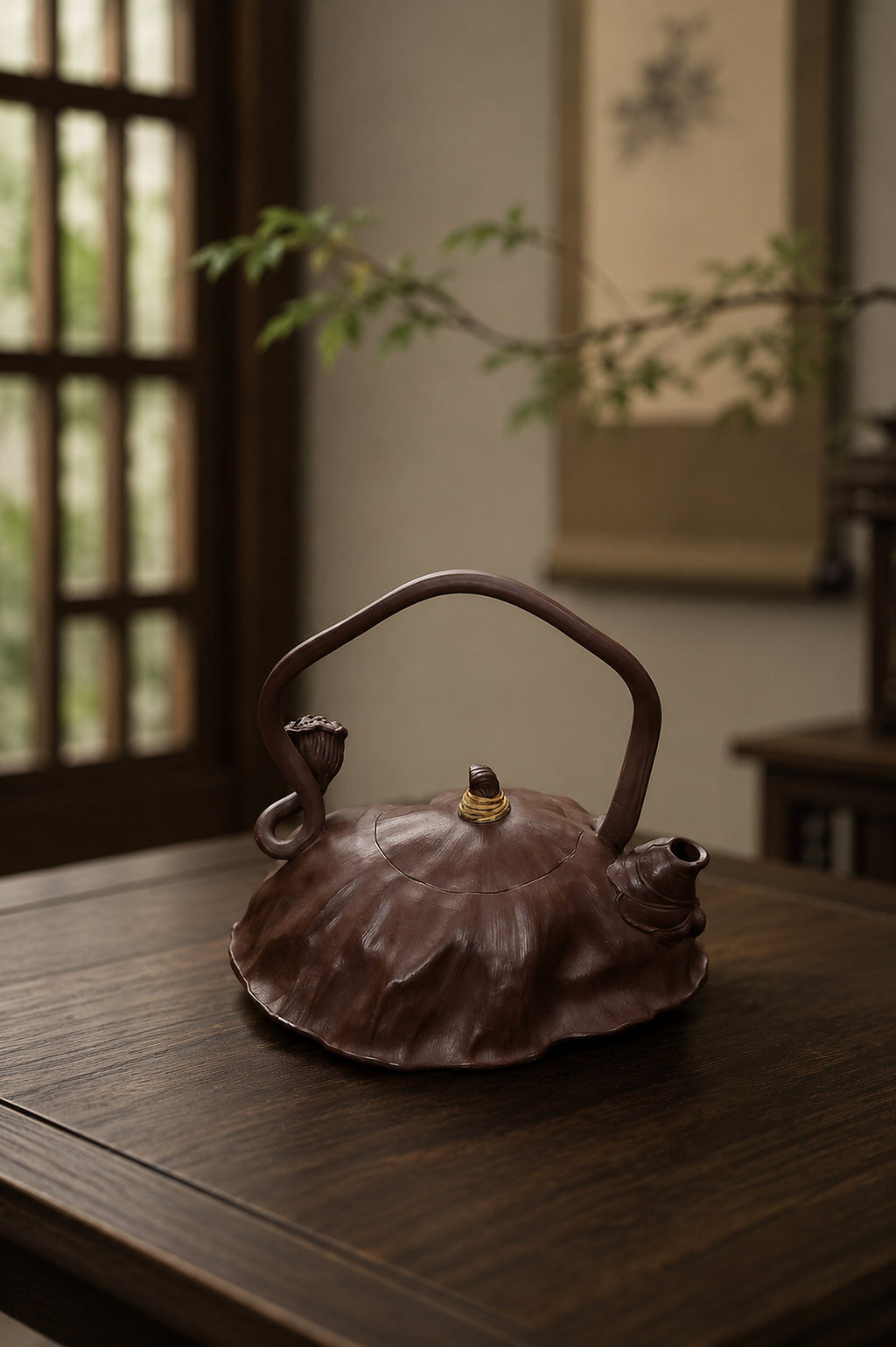 Product view 9 of 180ml Lotus-Leaf Sculptural Form zisha teapot in Aged Zini Clay, No. 279