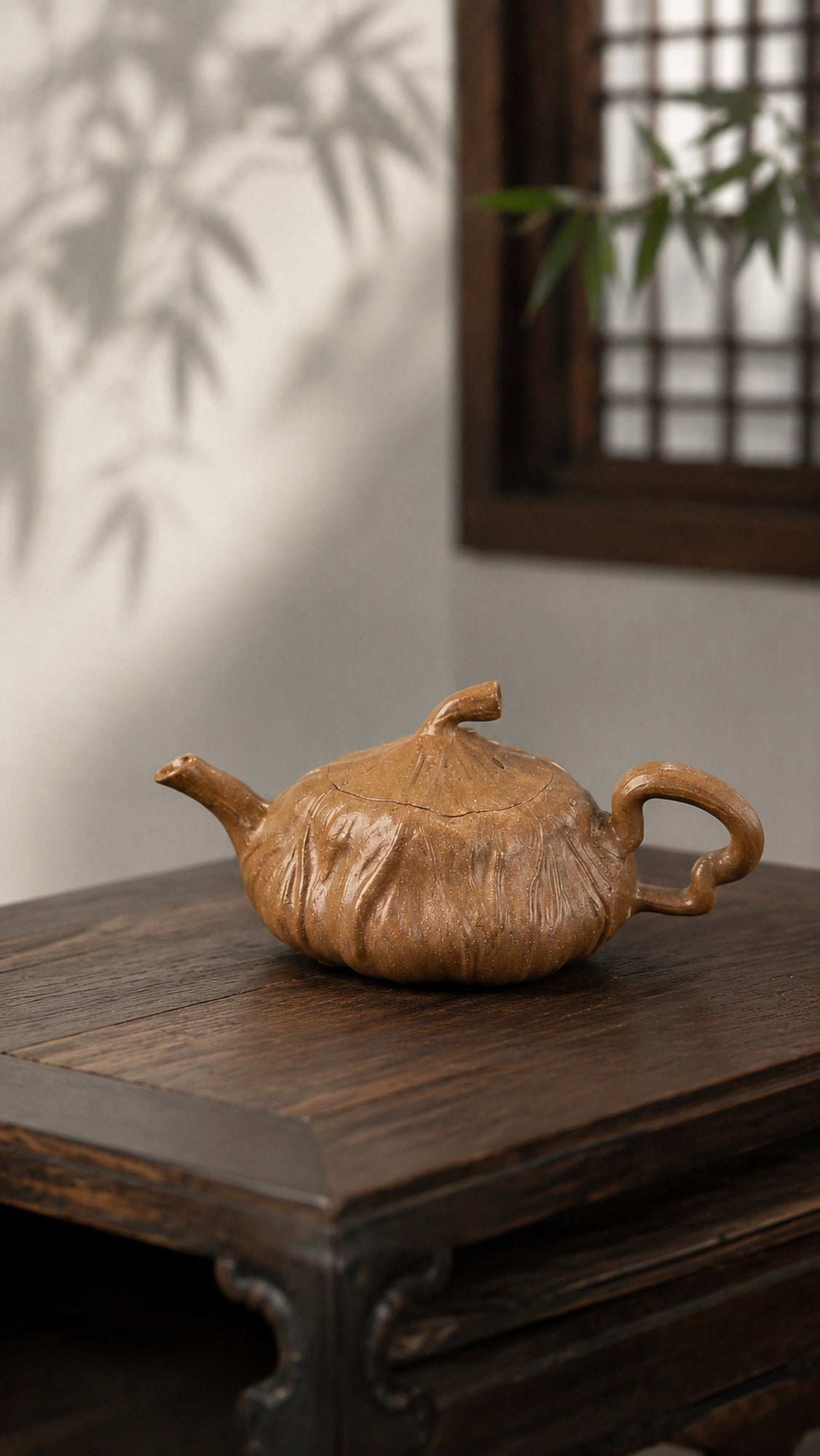 Product view 4 of 120ml Lotus Sculptural Form zisha teapot in Aged Duanni Clay, No. 003