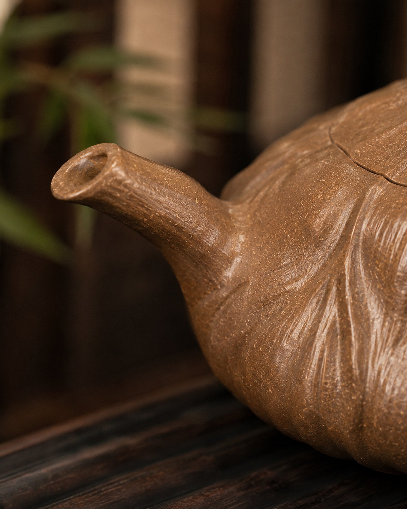 Product view 5 of 120ml Lotus Sculptural Form zisha teapot in Aged Duanni Clay, No. 003
