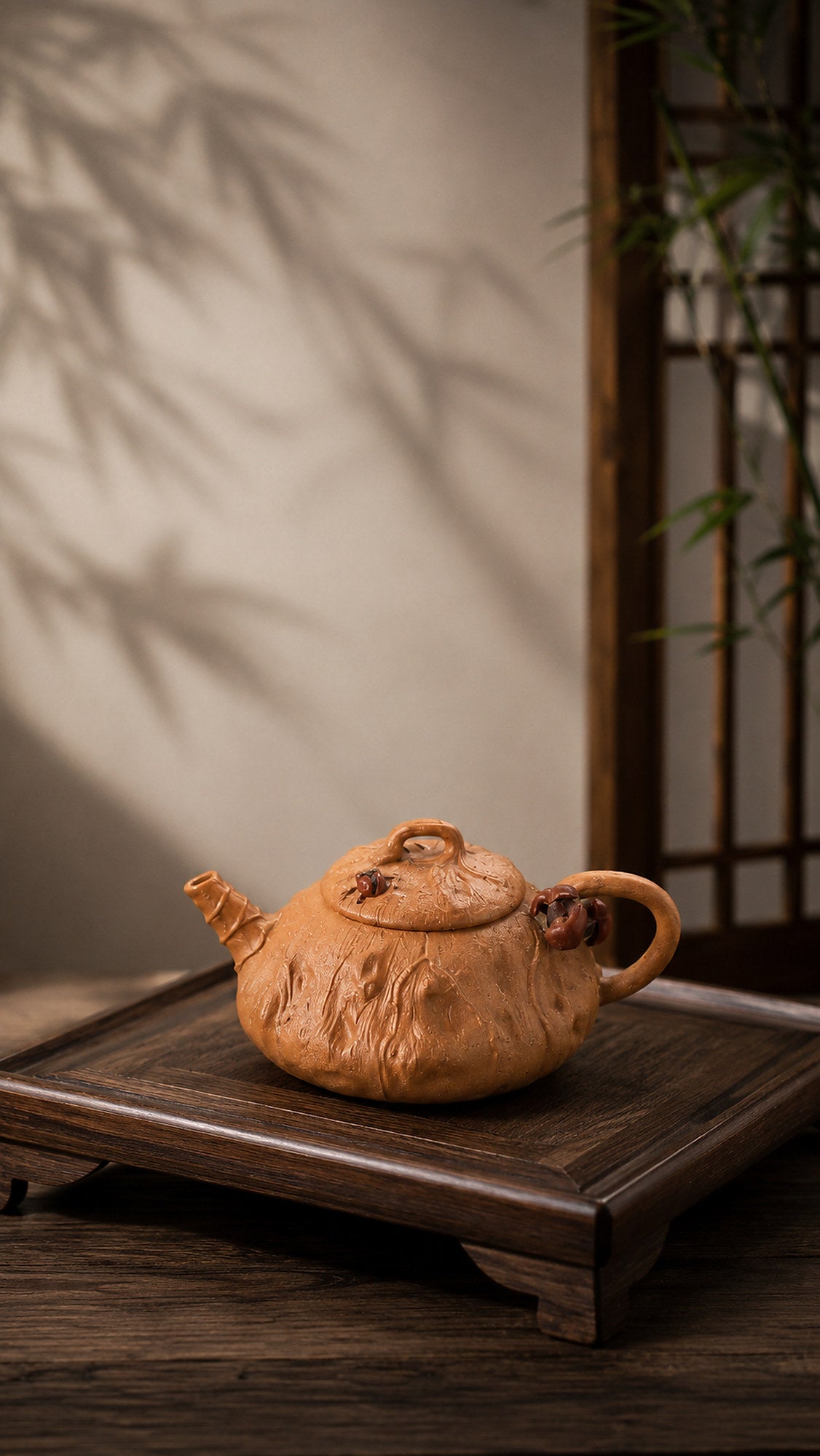 Product view 4 of 90ml Lotus Sculptural Form zisha teapot in Aged Duanni Clay, No. 006