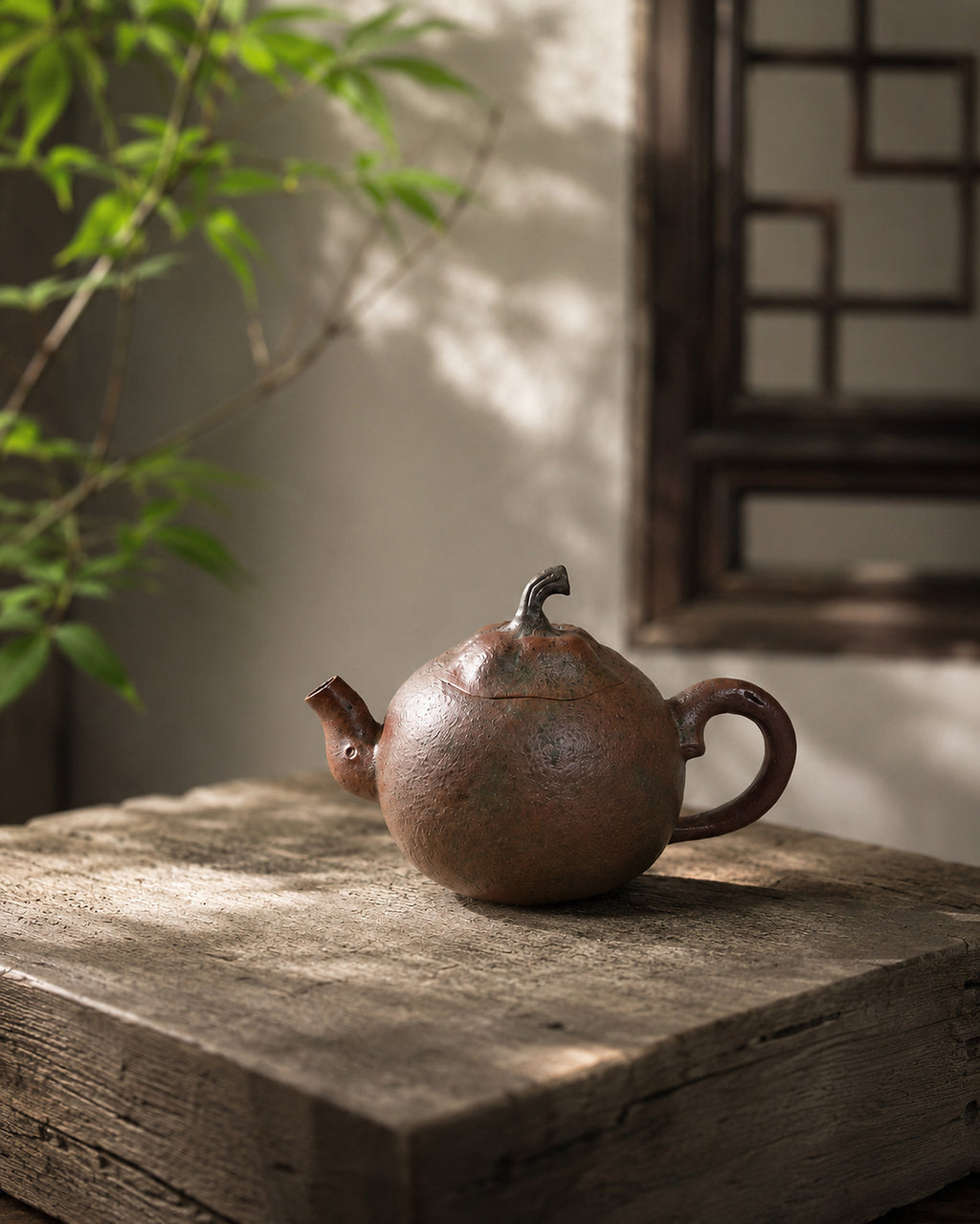 Product view 1 of 130ml Orange Sculptural Form zisha teapot in Golden Duanni Clay, No. 001
