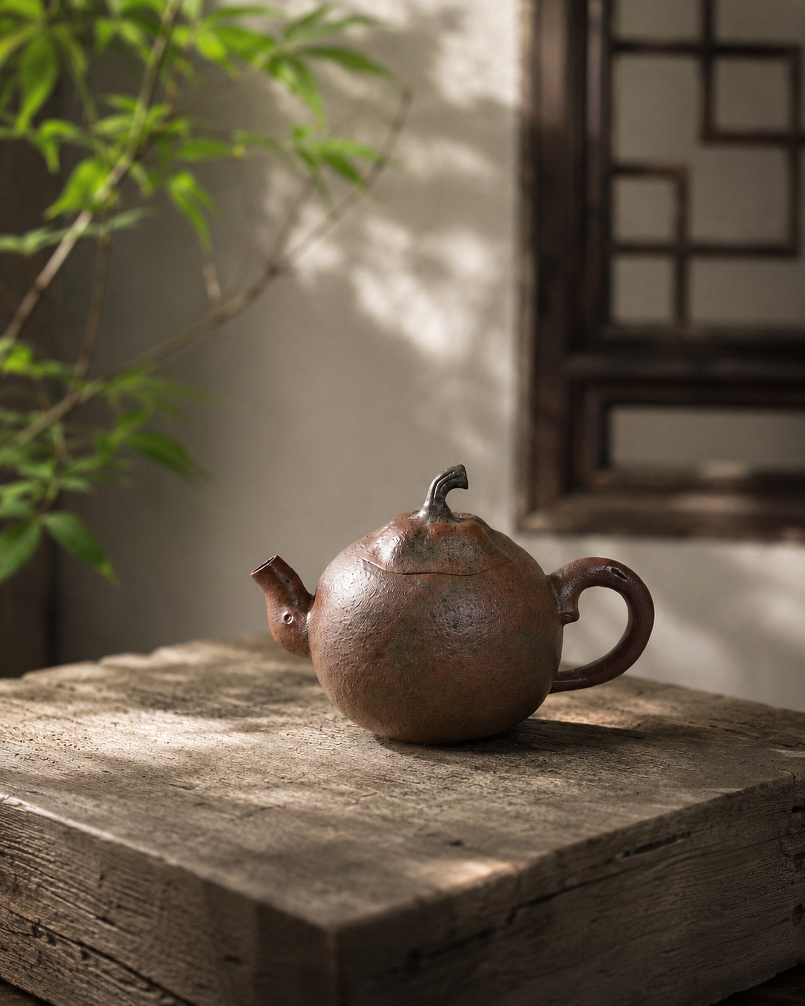 Product view 1 of 130ml Orange Sculptural Form zisha teapot in Golden Duanni Clay, No. 001