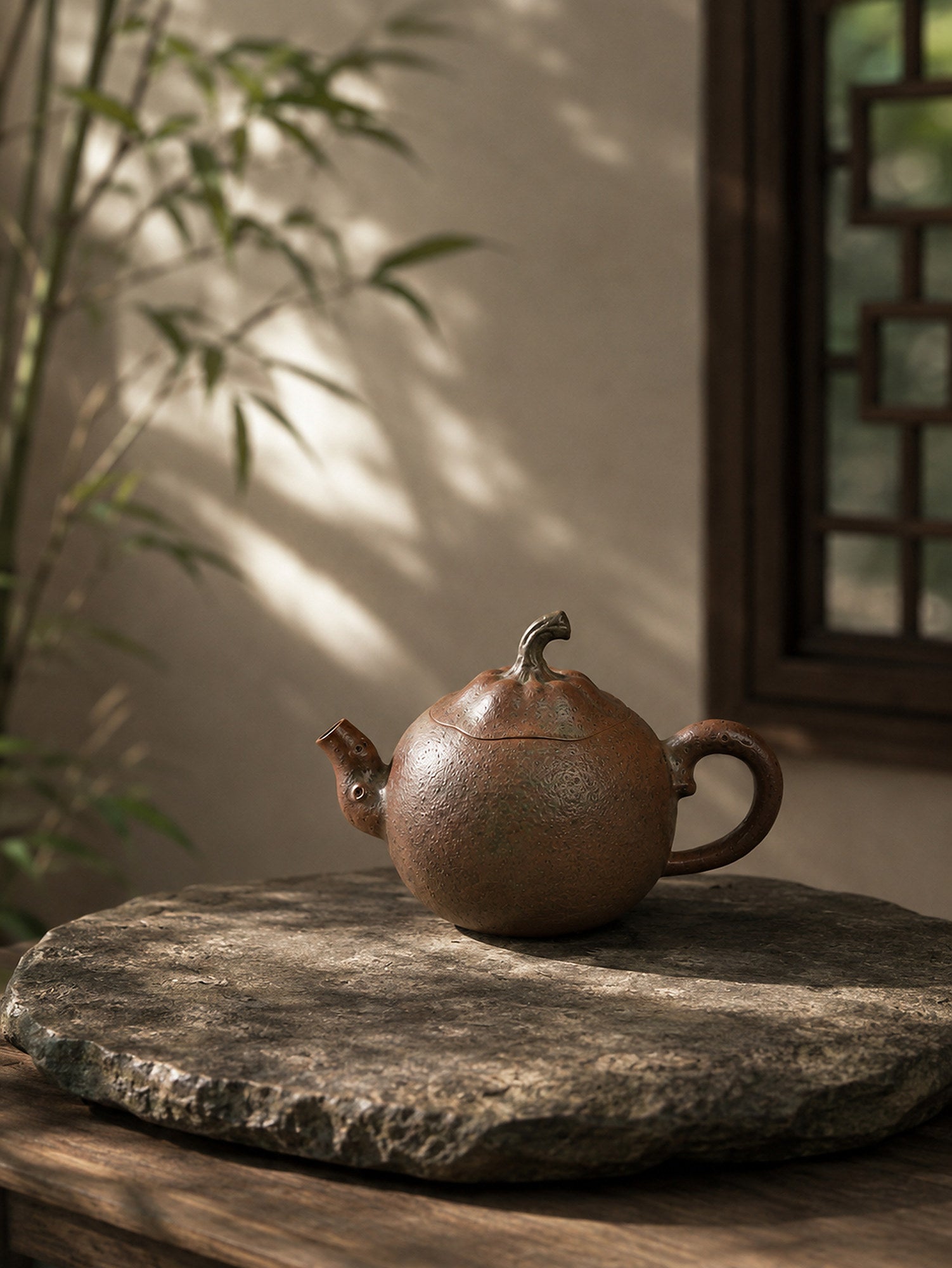 Product view 2 of 130ml Orange Sculptural Form zisha teapot in Golden Duanni Clay, No. 001