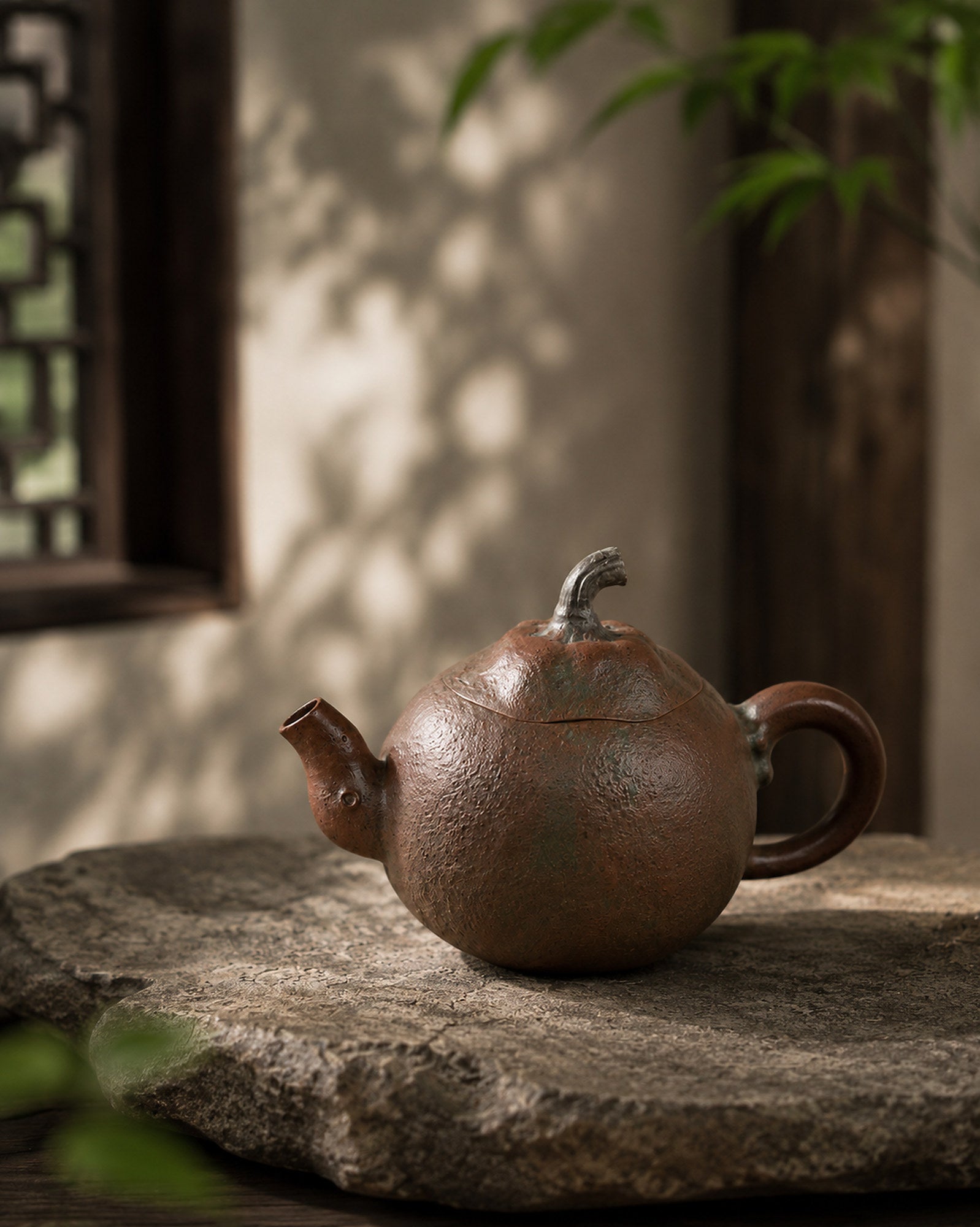 Product view 3 of 130ml Orange Sculptural Form zisha teapot in Golden Duanni Clay, No. 001