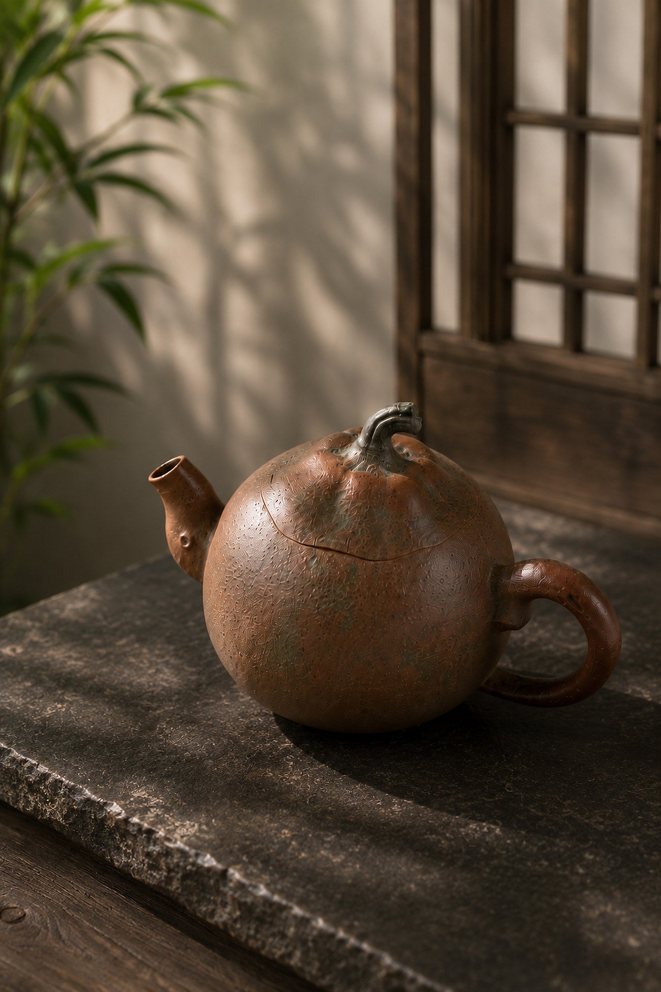 Product view 5 of 130ml Orange Sculptural Form zisha teapot in Golden Duanni Clay, No. 001