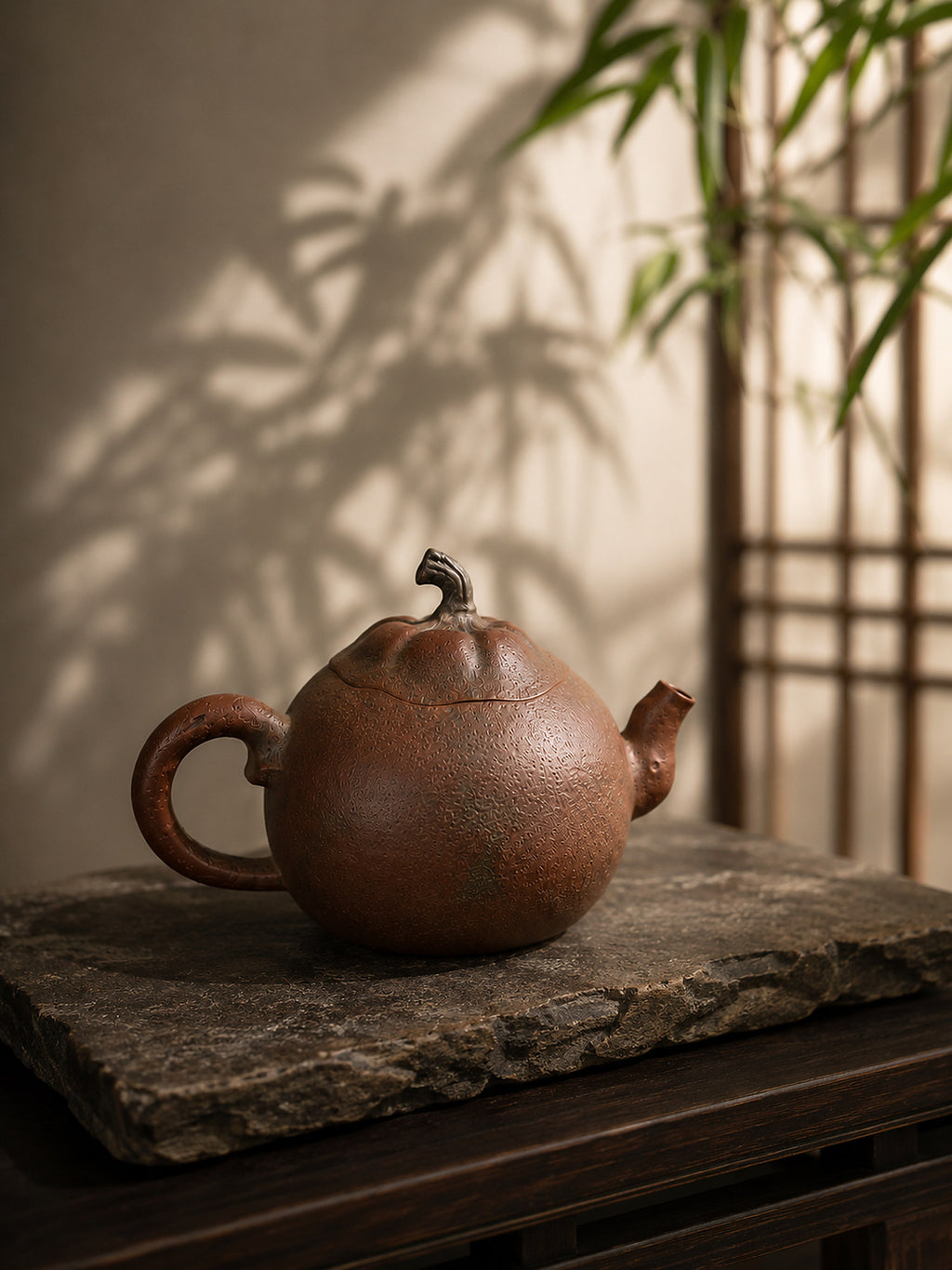 Product view 6 of 130ml Orange Sculptural Form zisha teapot in Golden Duanni Clay, No. 001