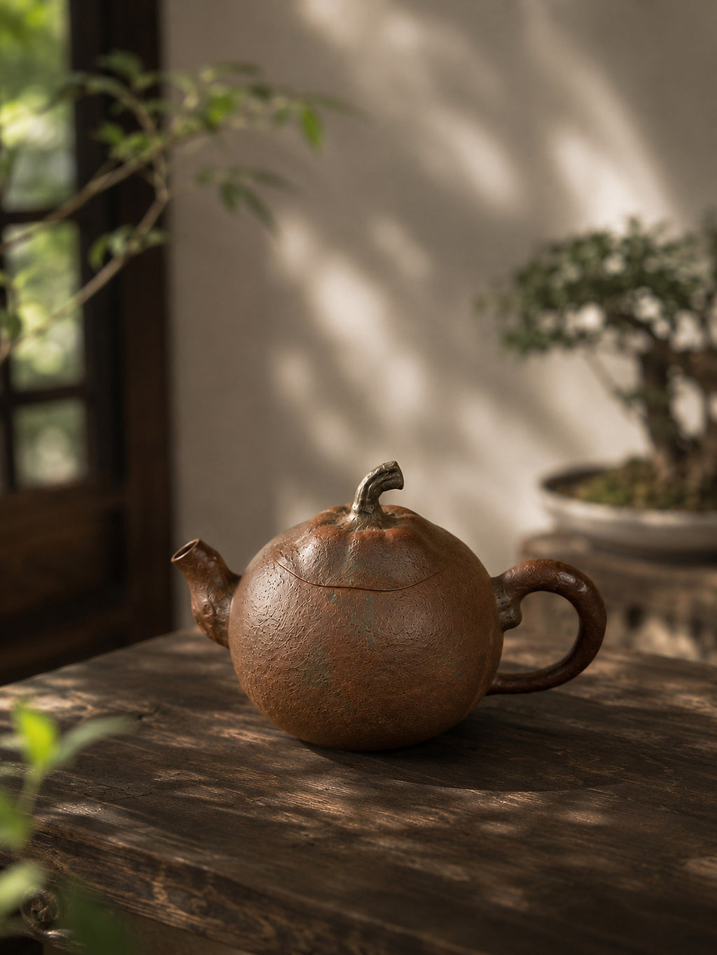 Product view 8 of 130ml Orange Sculptural Form zisha teapot in Golden Duanni Clay, No. 001