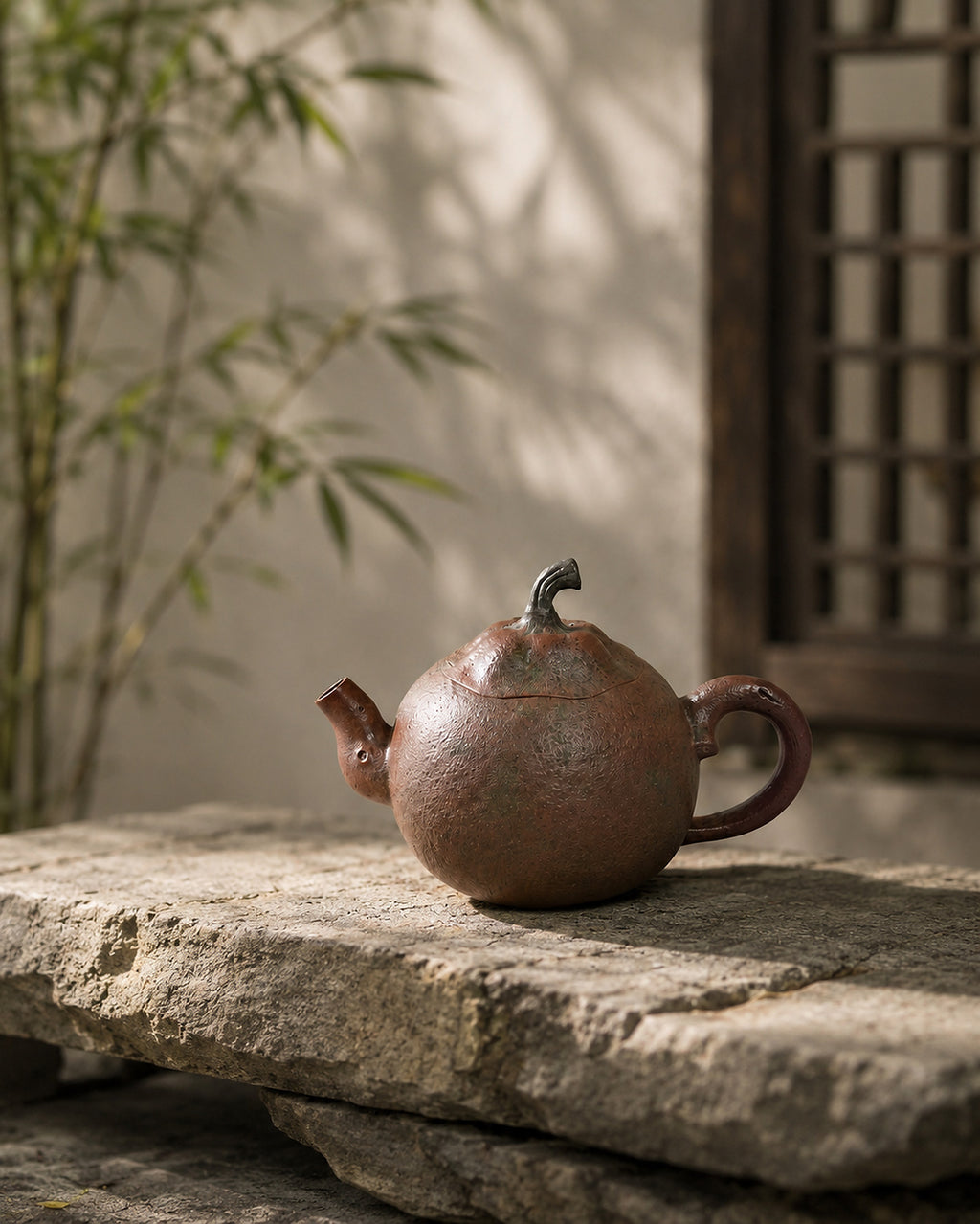 Product view 9 of 130ml Orange Sculptural Form zisha teapot in Golden Duanni Clay, No. 001