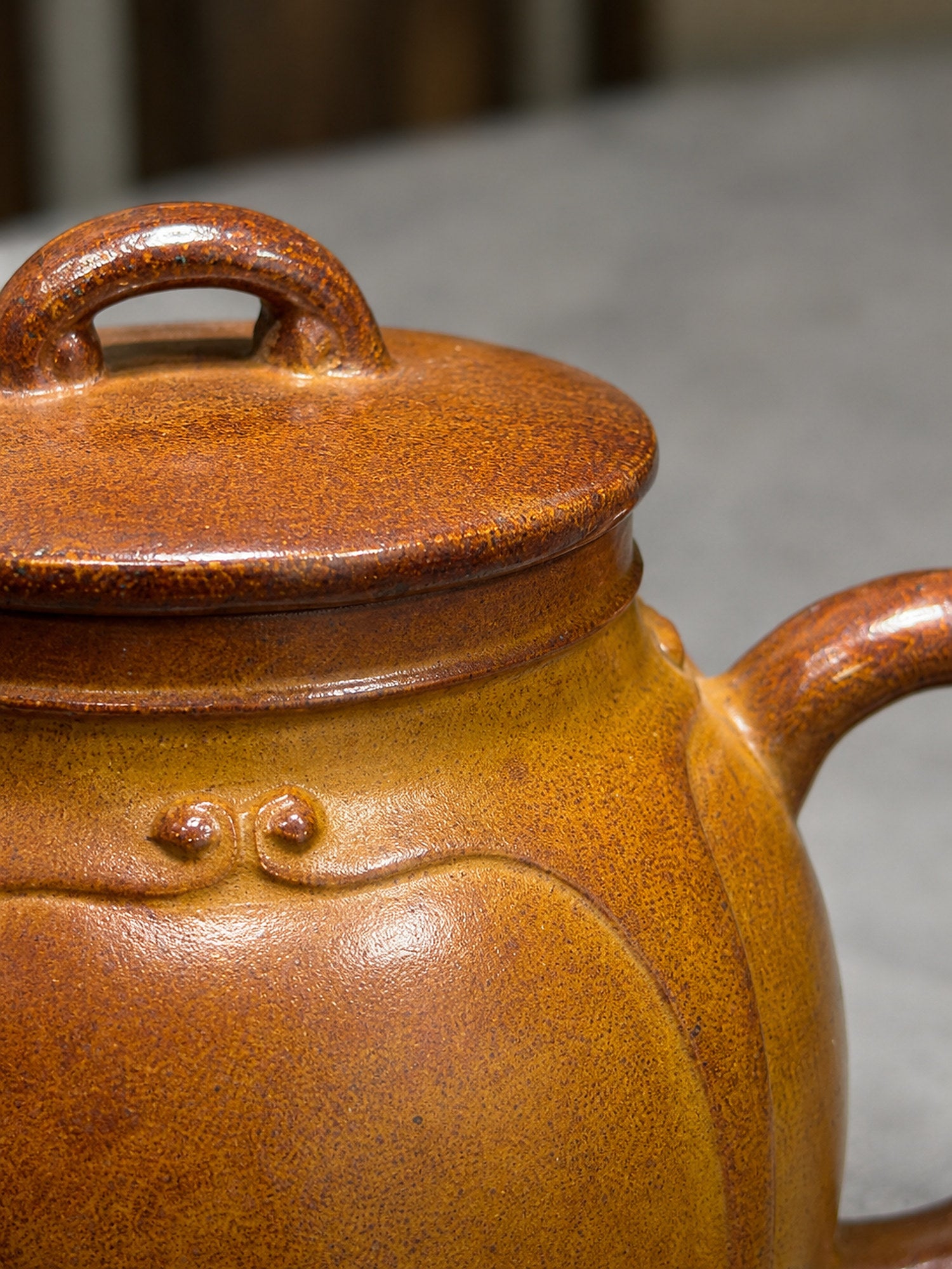 Product view 3 of 220ml Palace Lantern zisha teapot in Golden Duanni Clay, No. 175