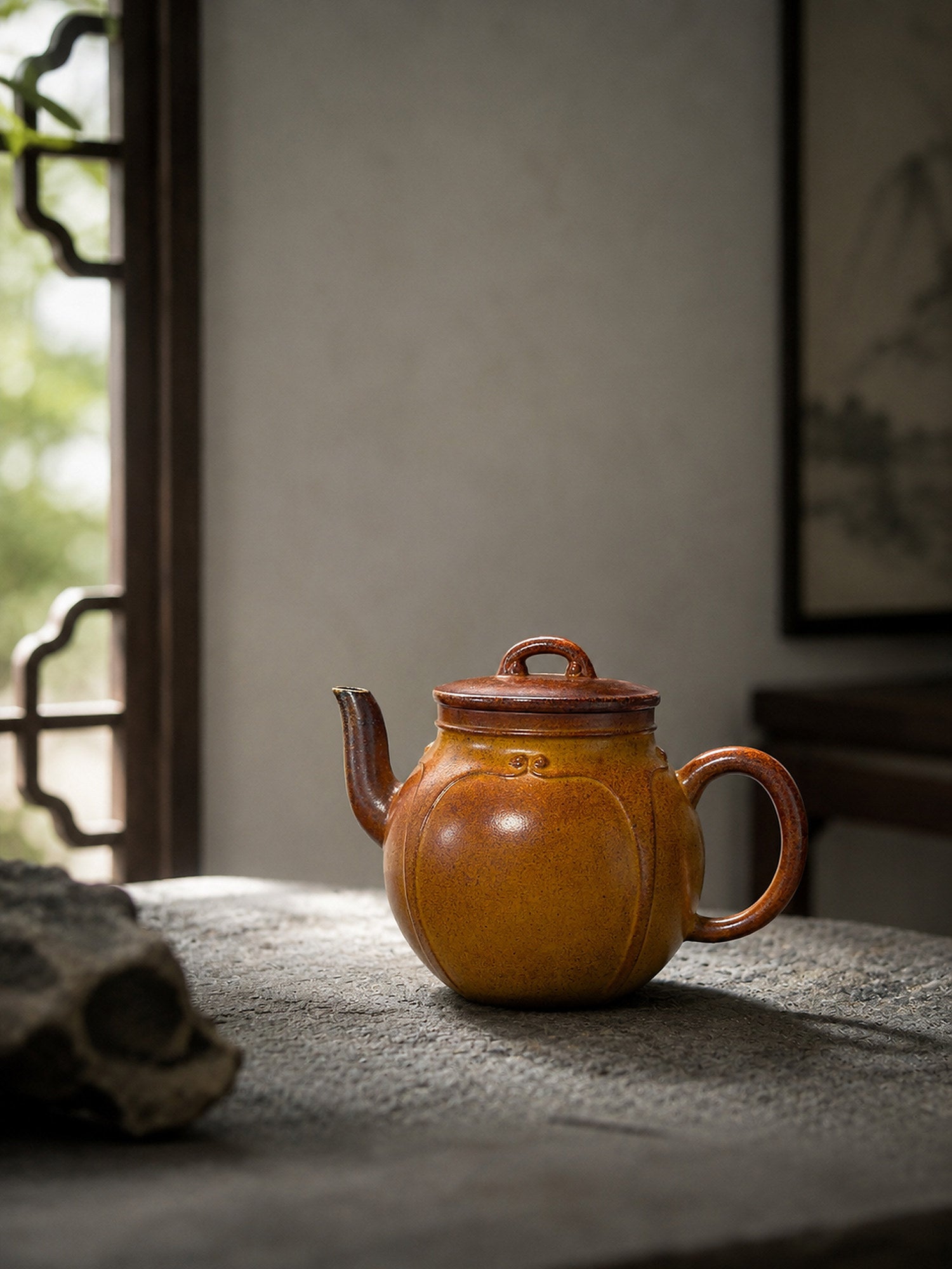 Product view 4 of 220ml Palace Lantern zisha teapot in Golden Duanni Clay, No. 175