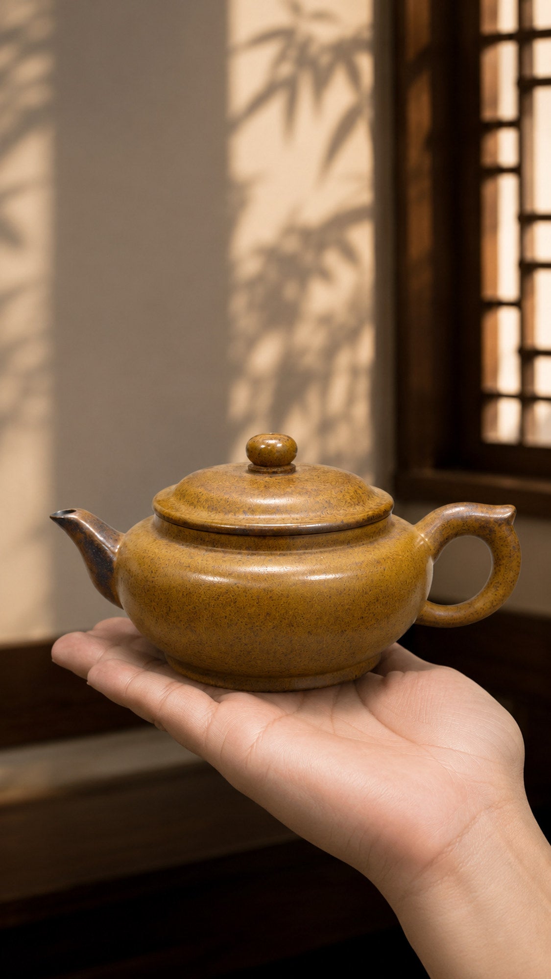 Product view 2 of 280ml Palace Lantern zisha teapot in Golden Duanni Clay, No. 178