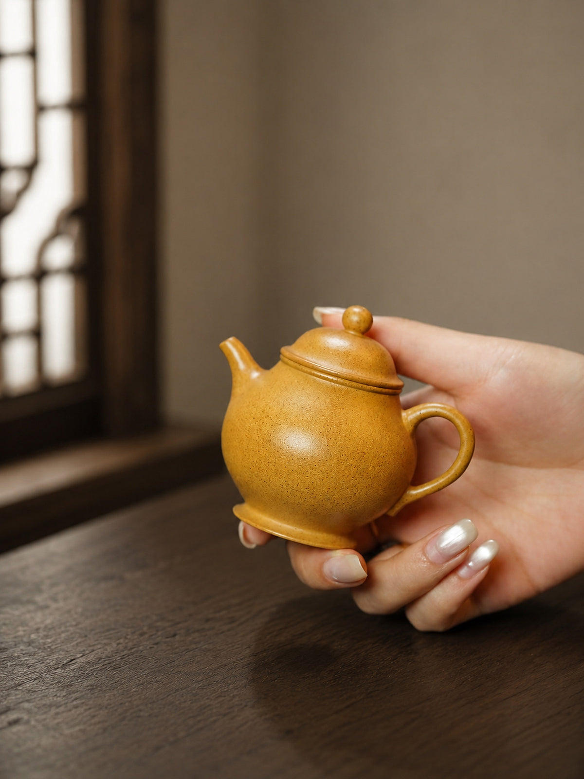 Product view 9 of 90ml Pan Hu zisha teapot in Golden Duanni Clay, No. 332