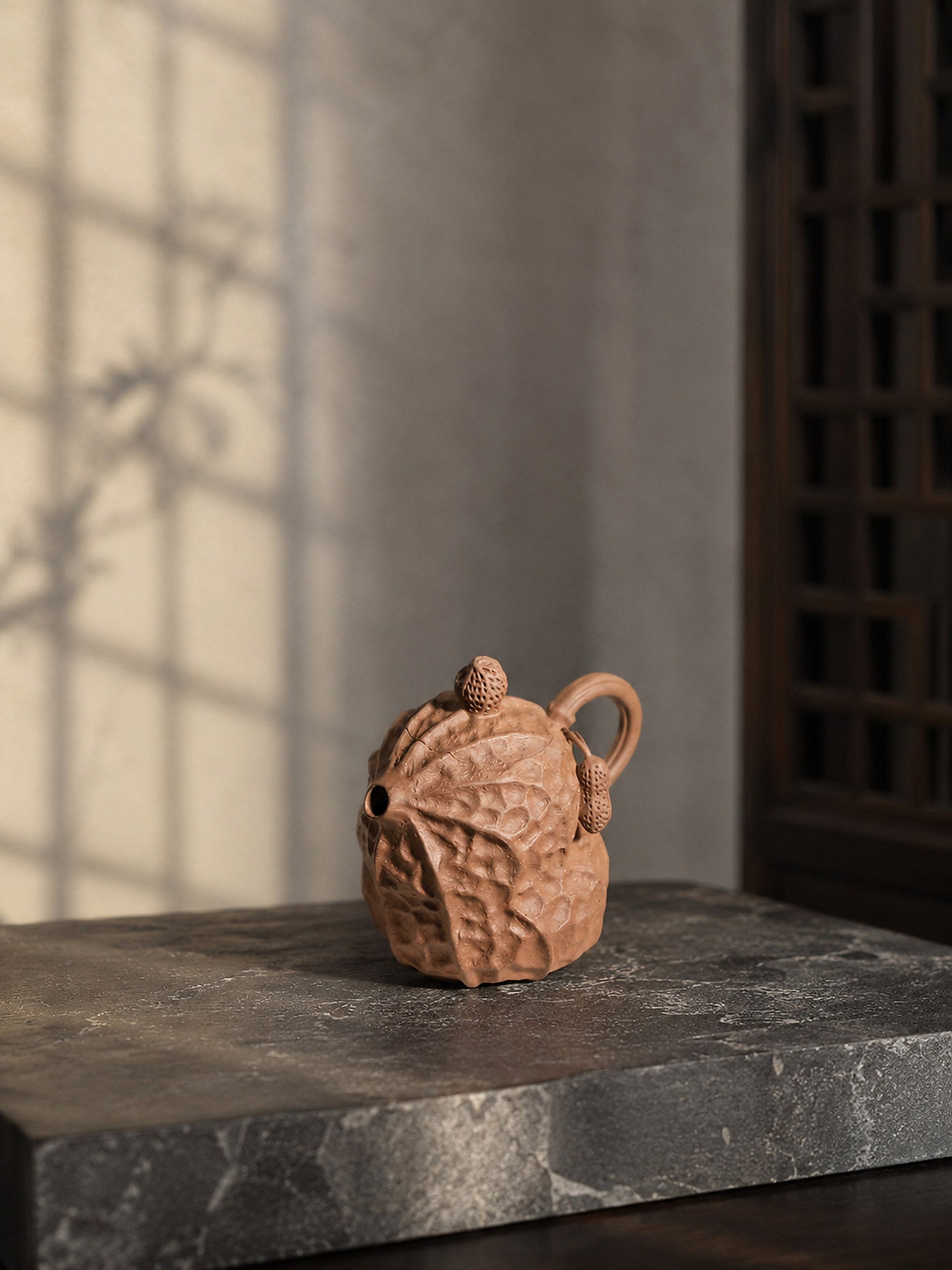 Product view 1 of 85ml Peanut Sculptural Form zisha teapot in Aged Duanni Clay, No. 222