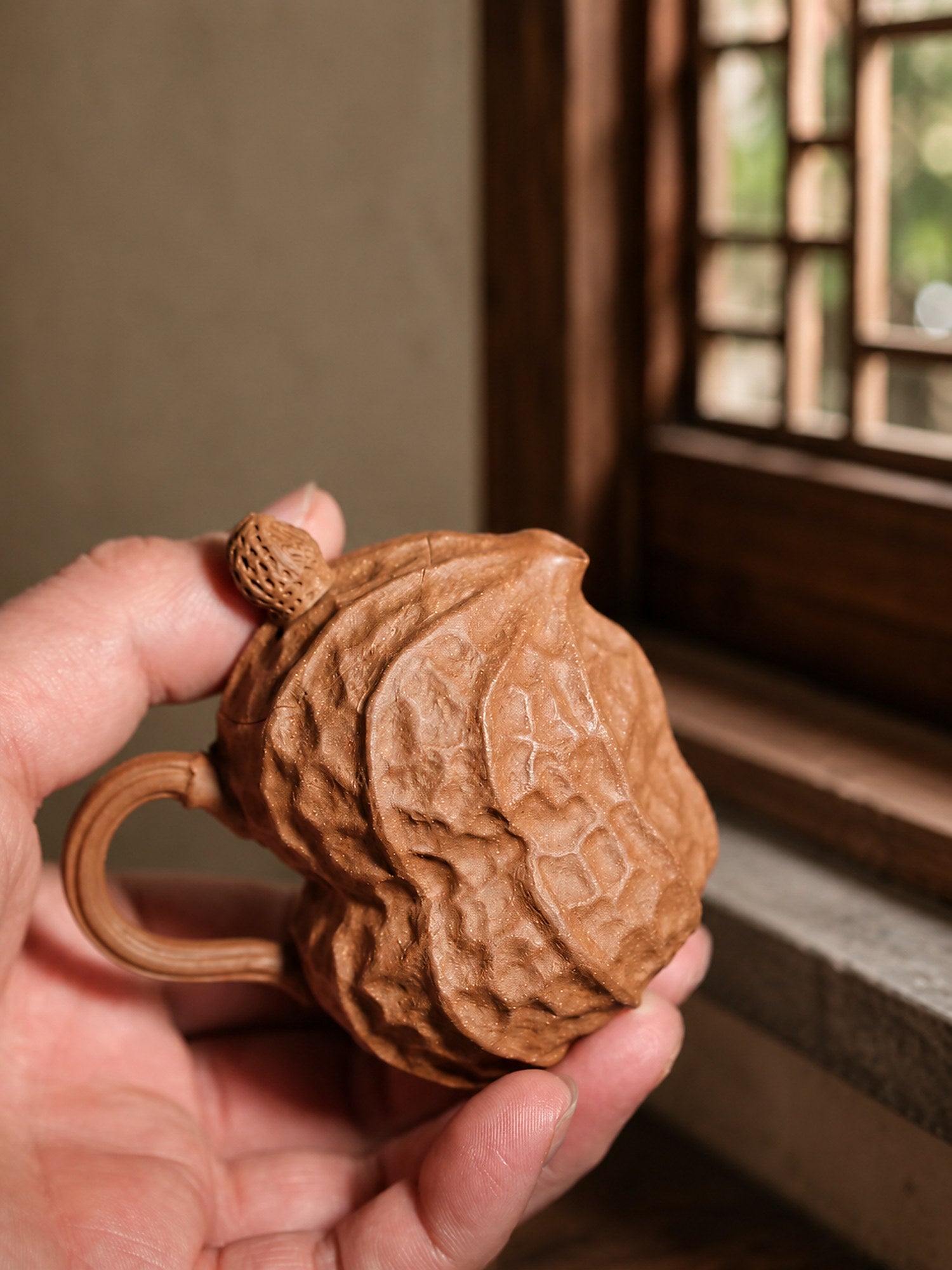 Product view 4 of 85ml Peanut Sculptural Form zisha teapot in Aged Duanni Clay, No. 222